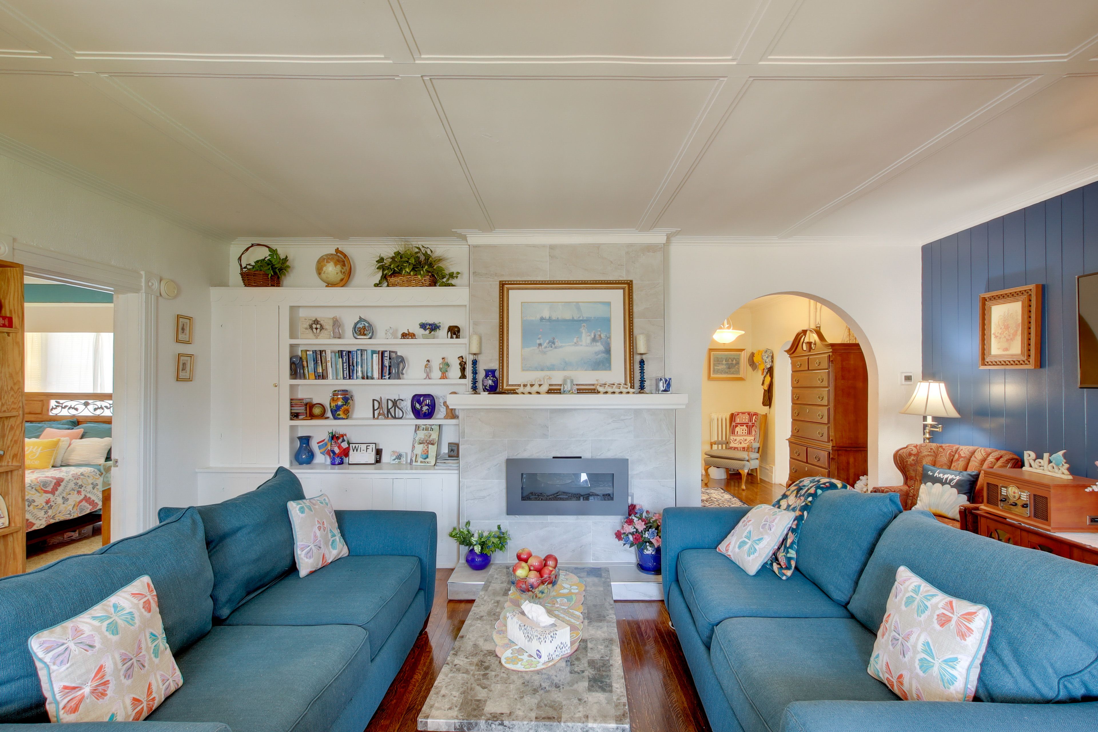 Living Room | Smart TV | Electric Fireplace | Central Heat | Window A/C Unit