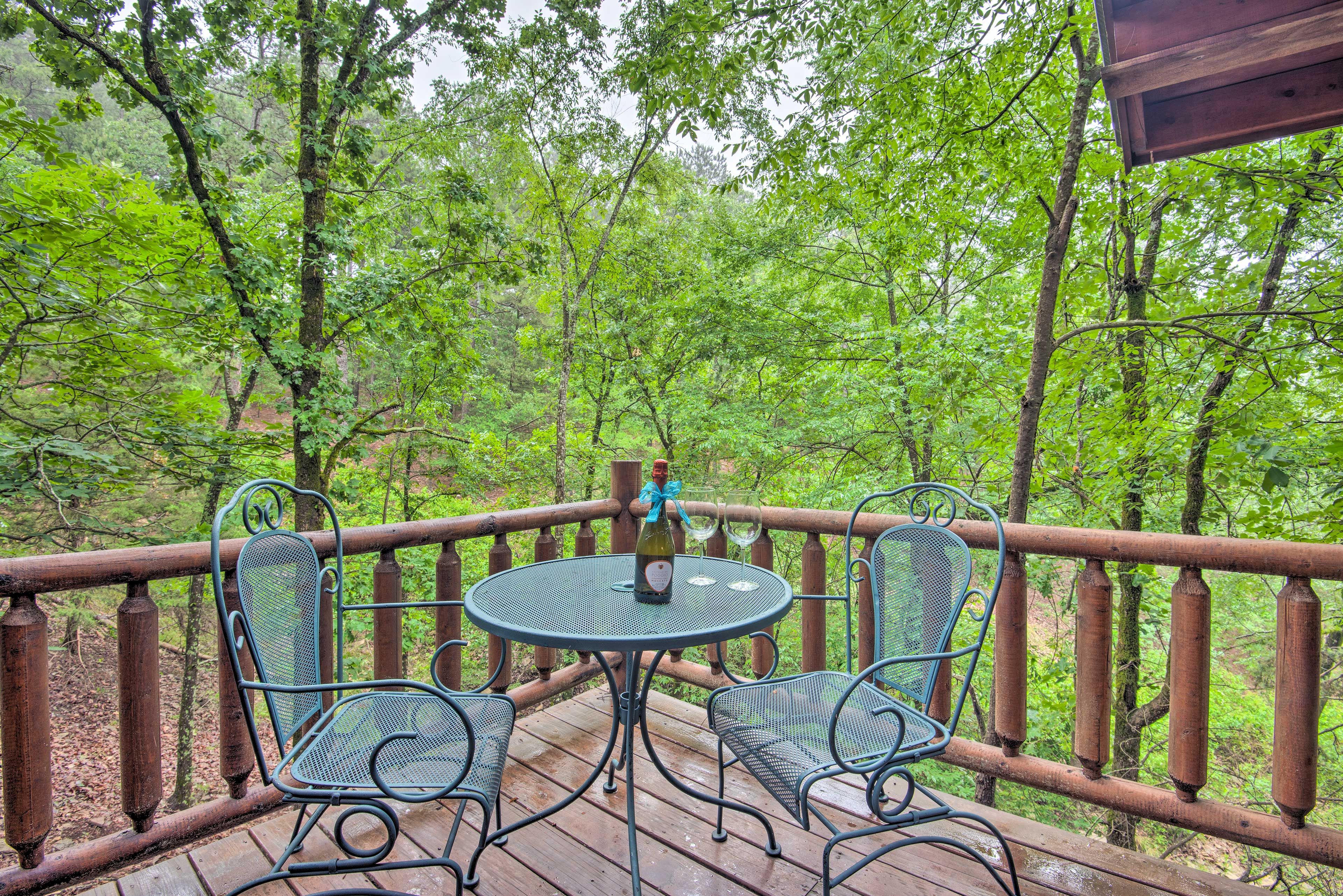 Enjoy a glass of wine or a cup of coffee at the 2-person dinette.