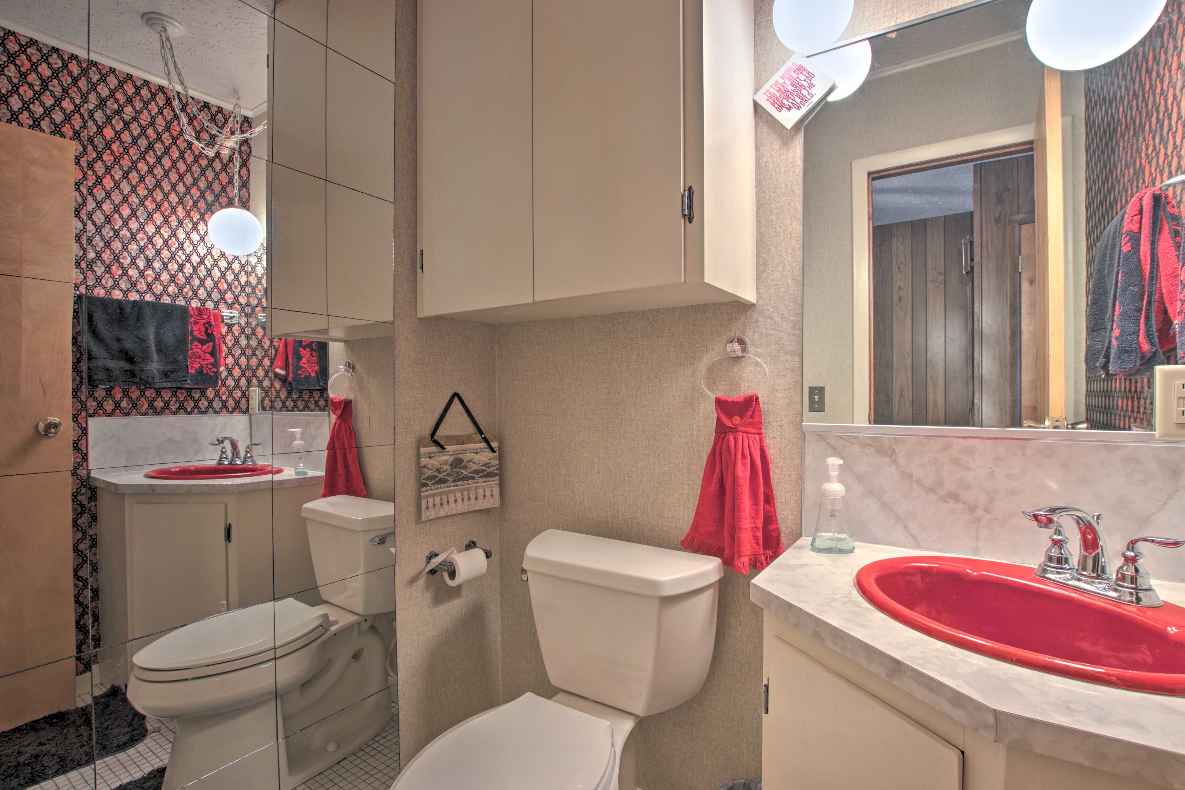 Half bathrooms are super convenient when traveling with large groups!
