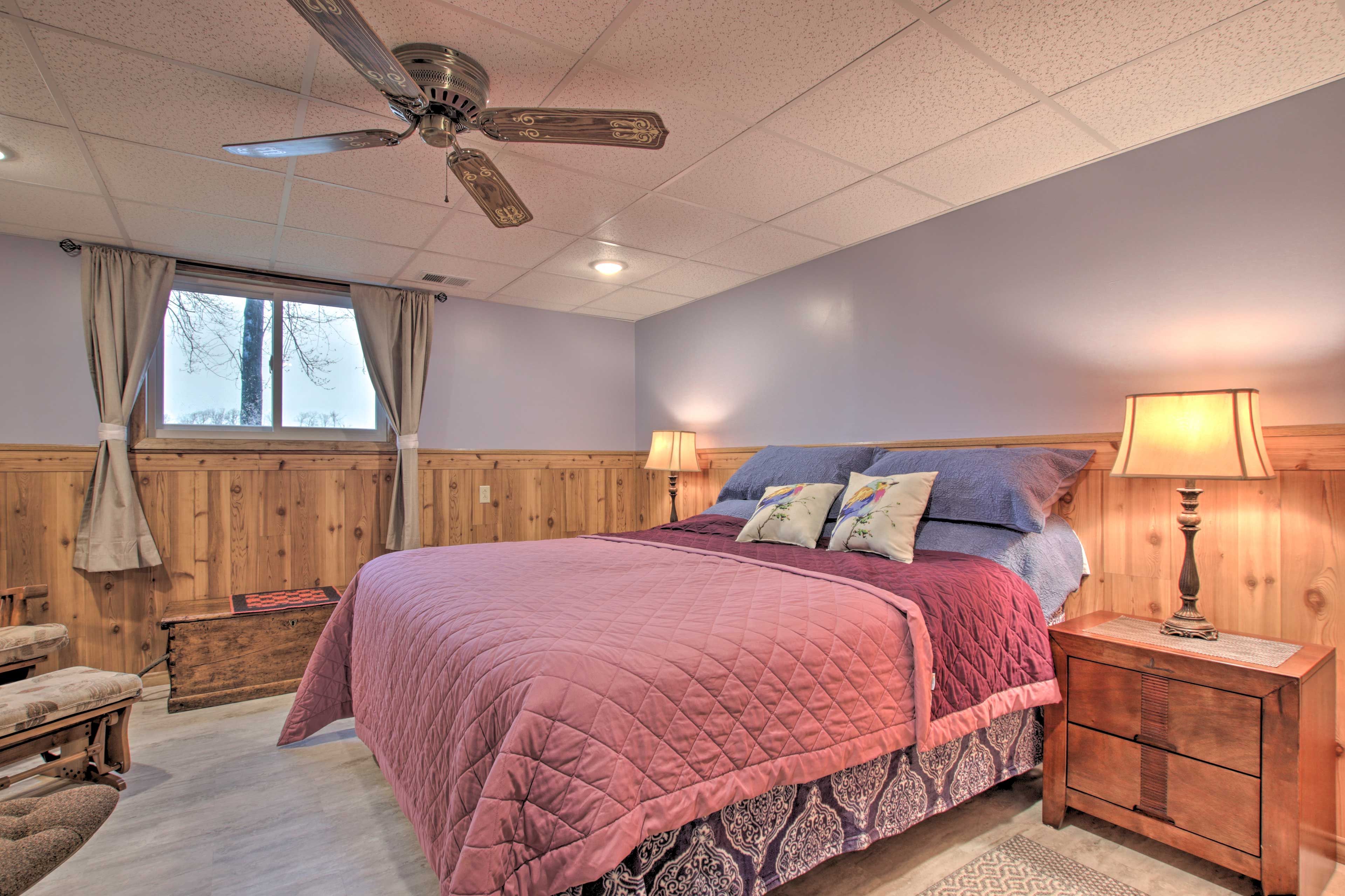 Claim the master bedroom's California king bed as your own!