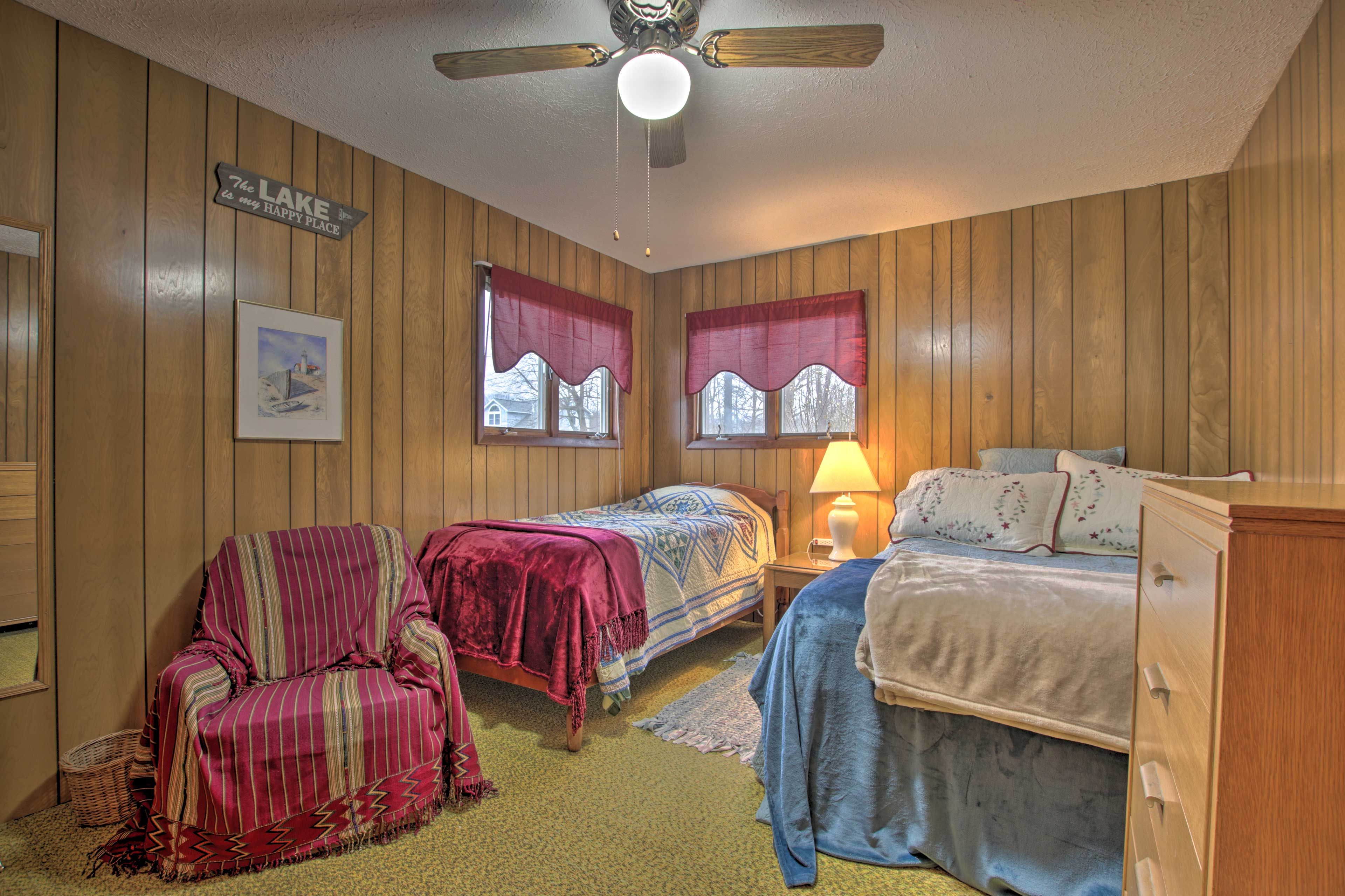 Choose between the queen or twin bed in this bedroom.