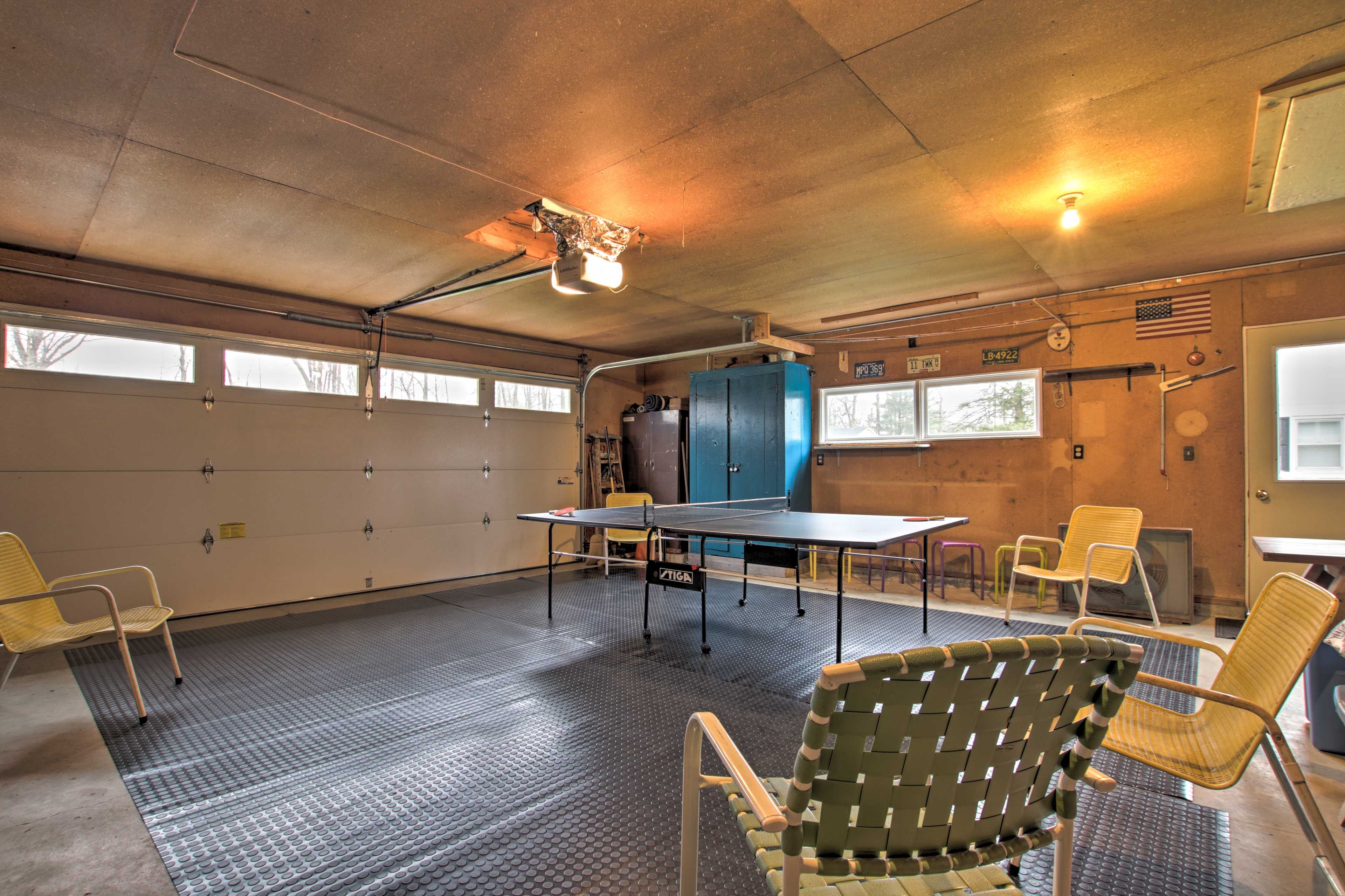 The garage has been converted into the ultimate game room!
