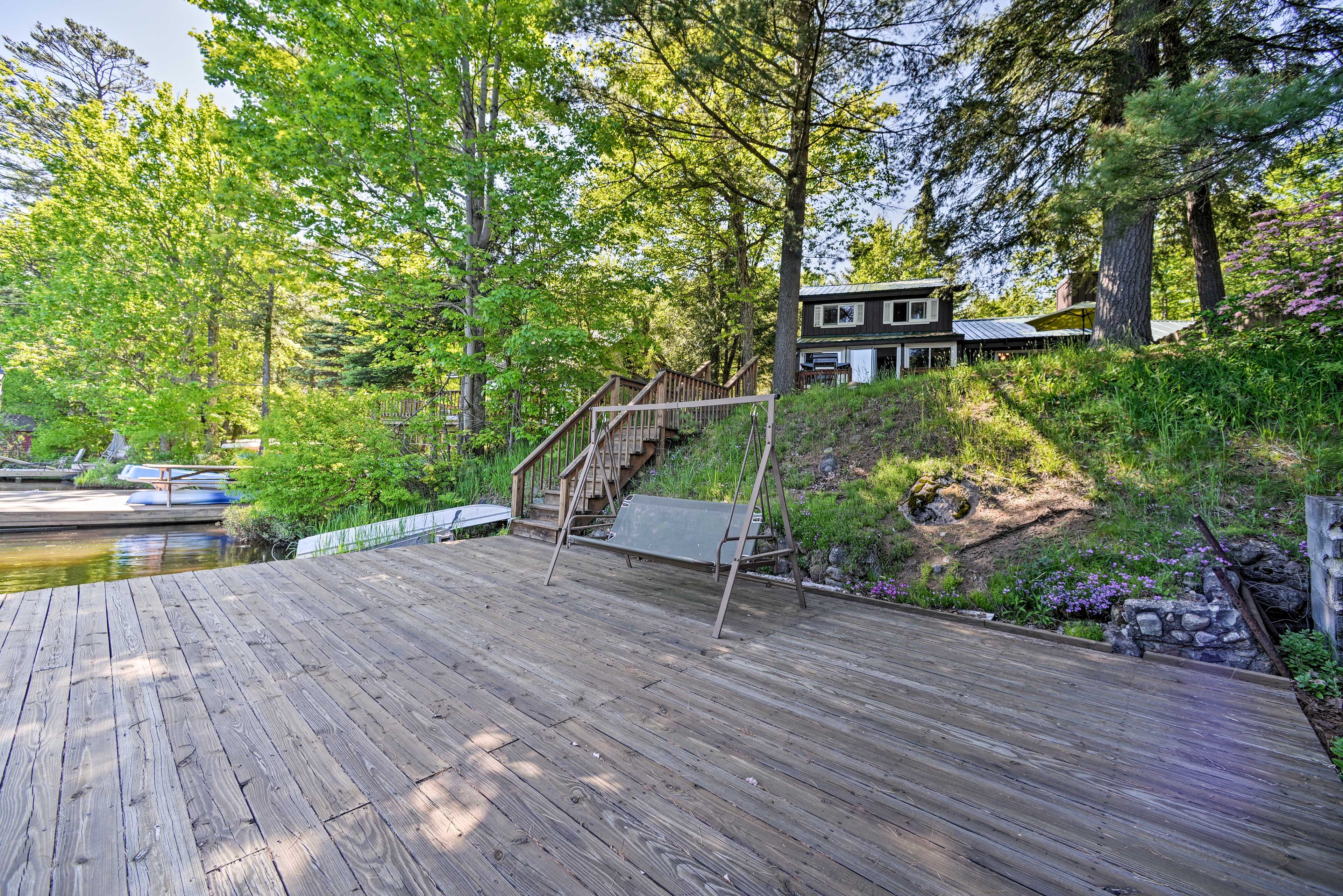 The private floating dock awaits just down the stairs.