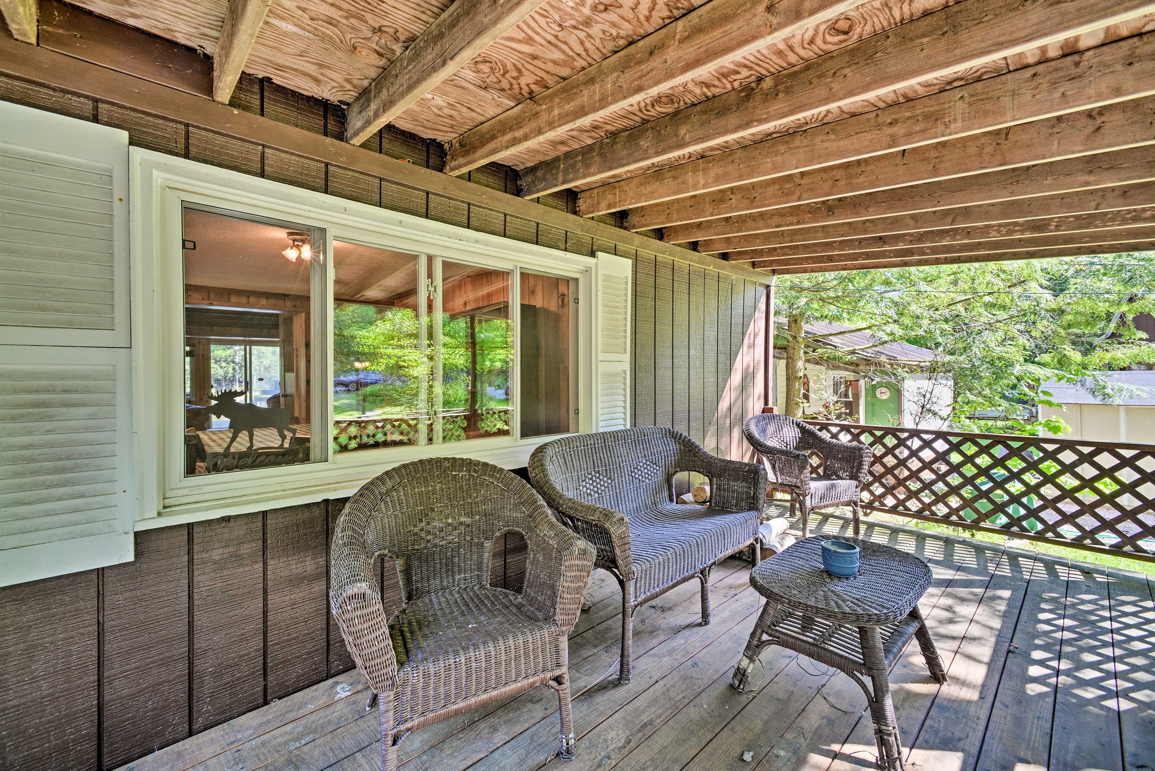 Spend easygoing hours in the shaded comfort of the covered porch.