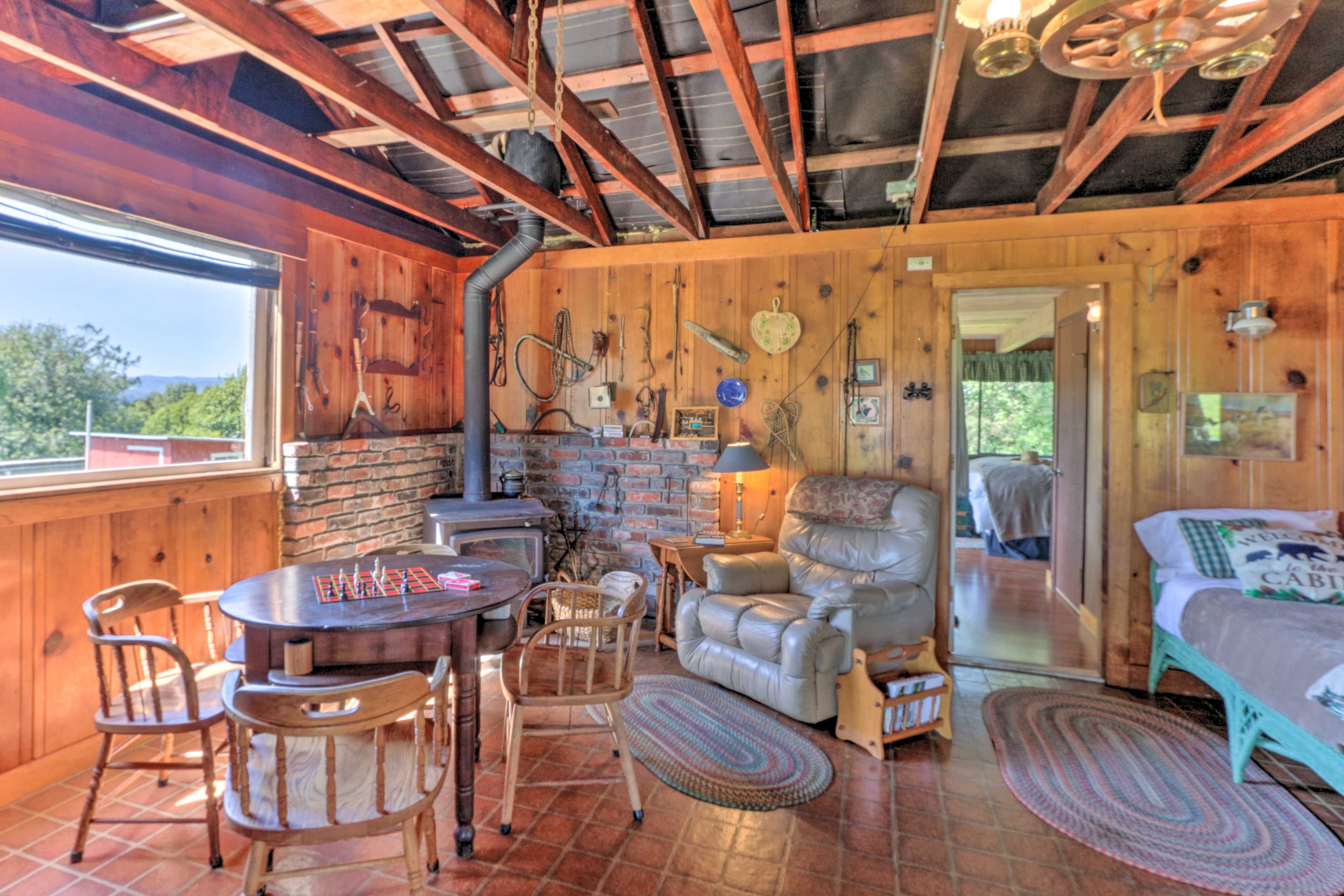 Living Area | Wood-Burning Stove | Twin Daybed