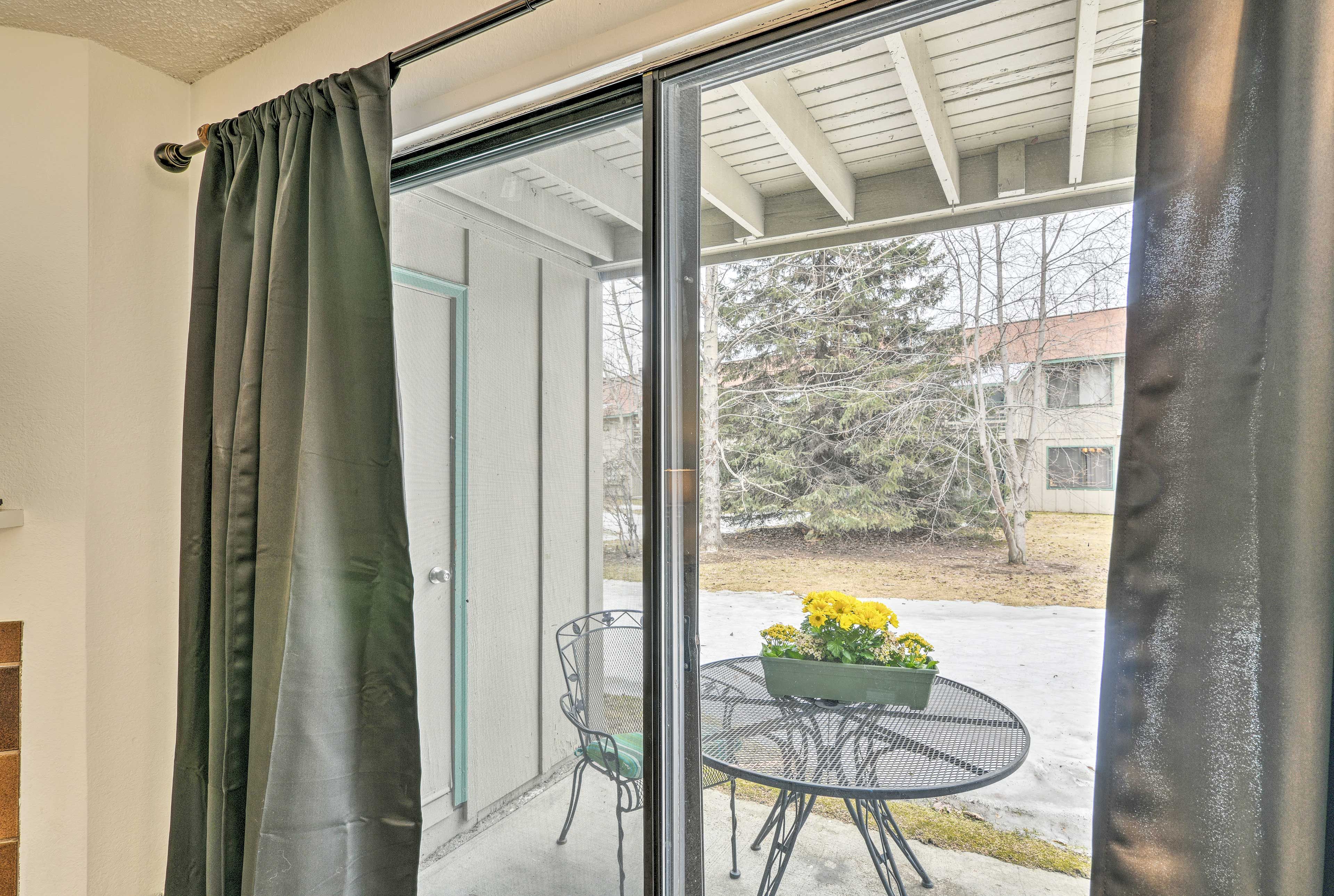 This unit also includes a covered patio.