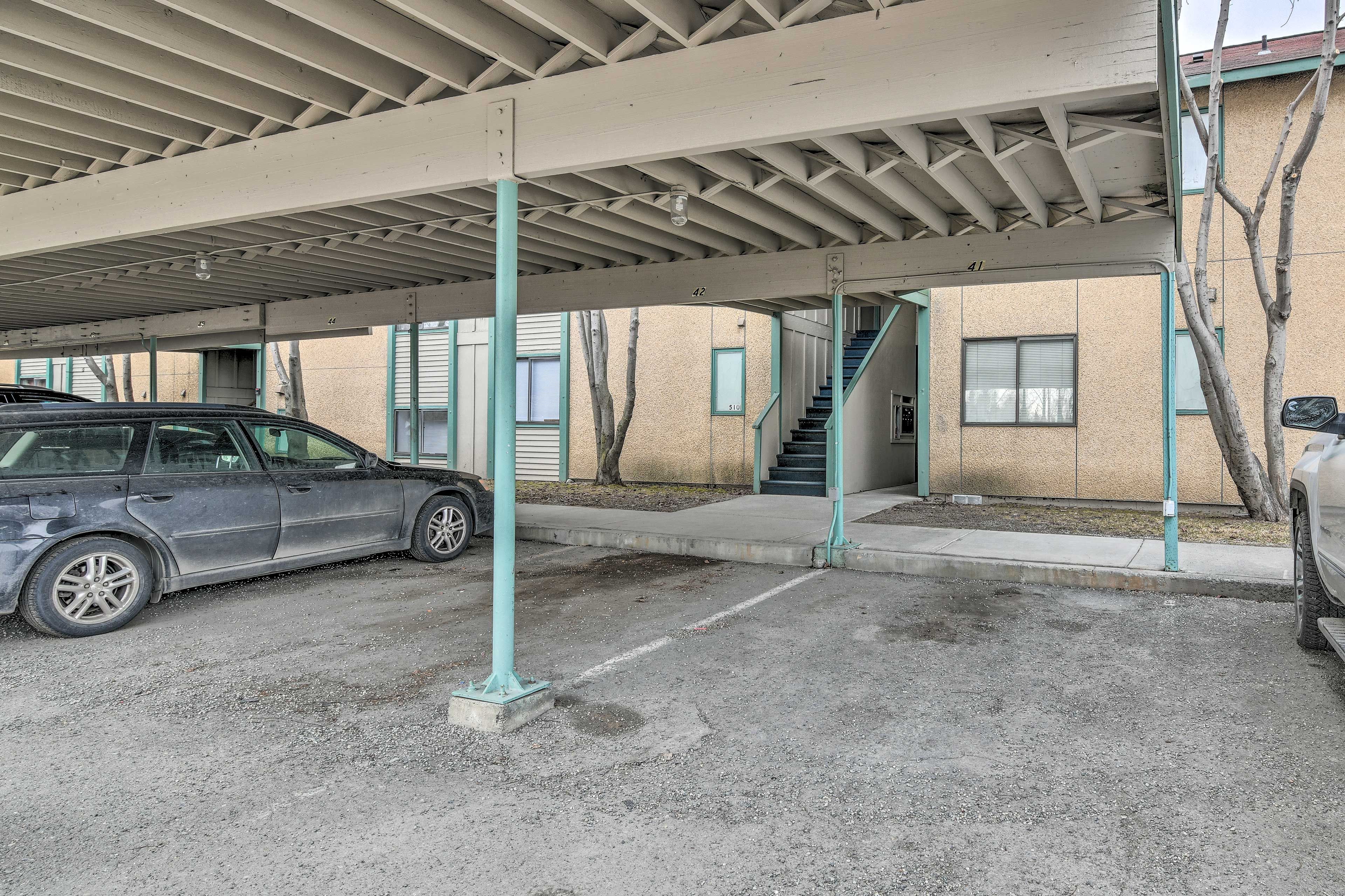 You'll have 1 designated covered parking spot.