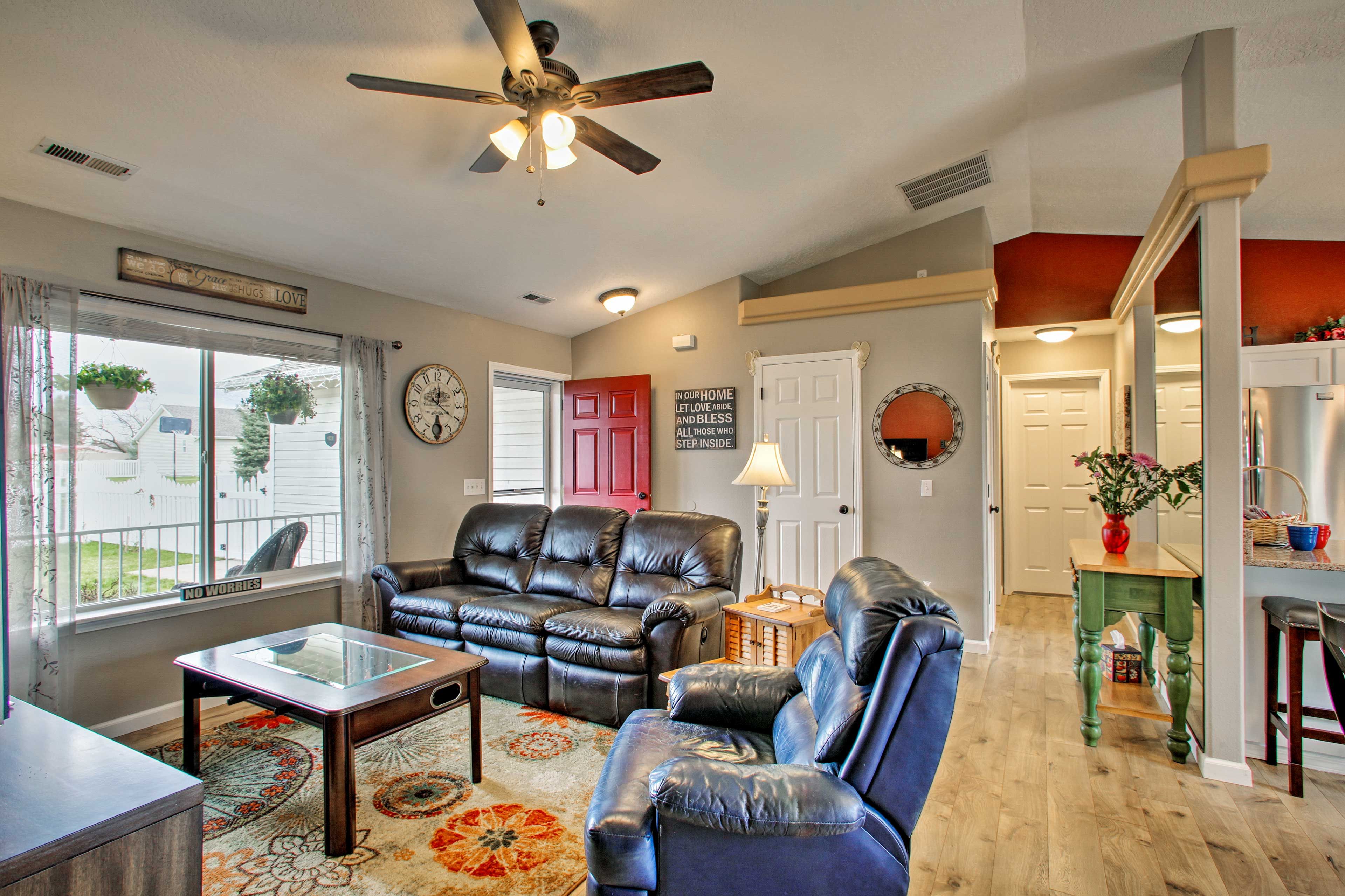 Relax on the leather recliners.