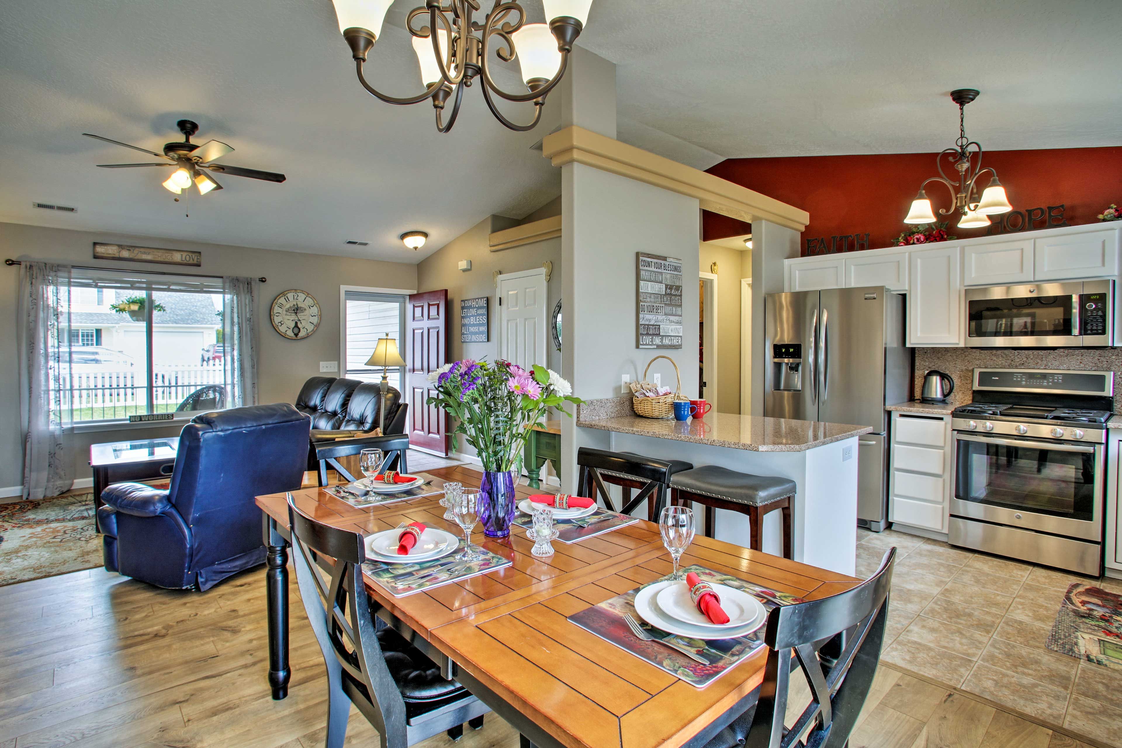Share home-cooked feasts at the elegant dining table.