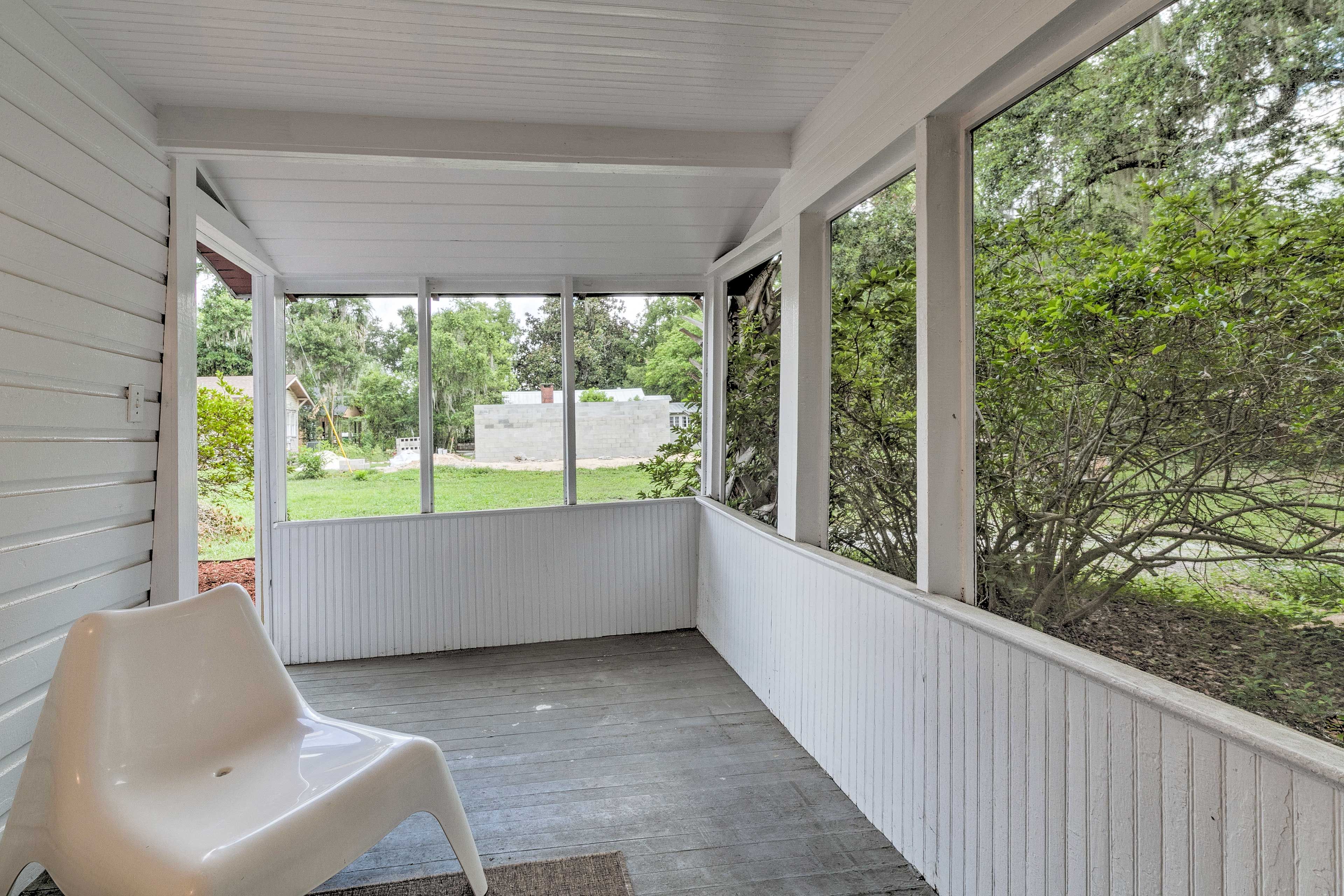 Take in the scenery from the covered porch.