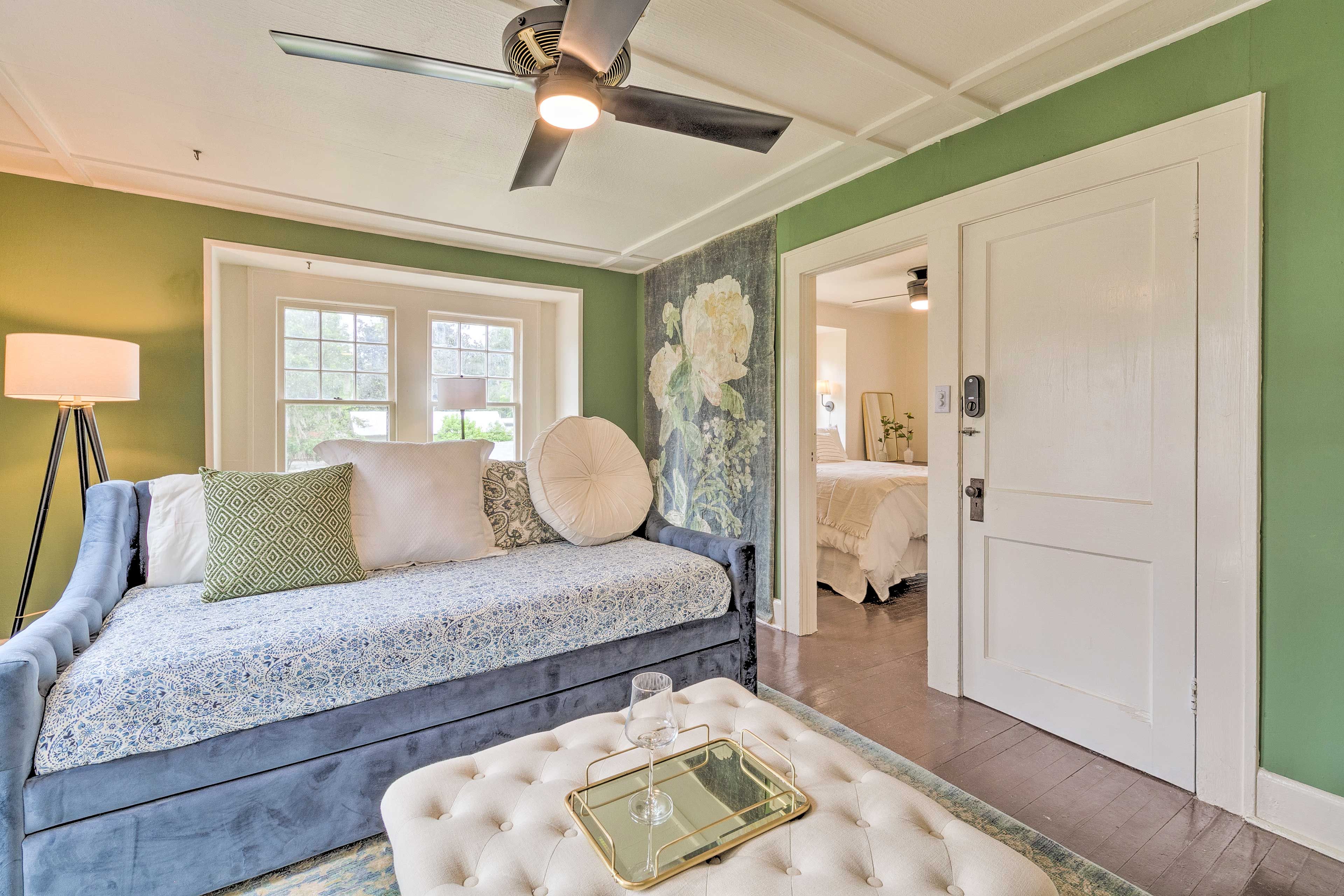 Additional sleeping is provided on this sleeper sofa.