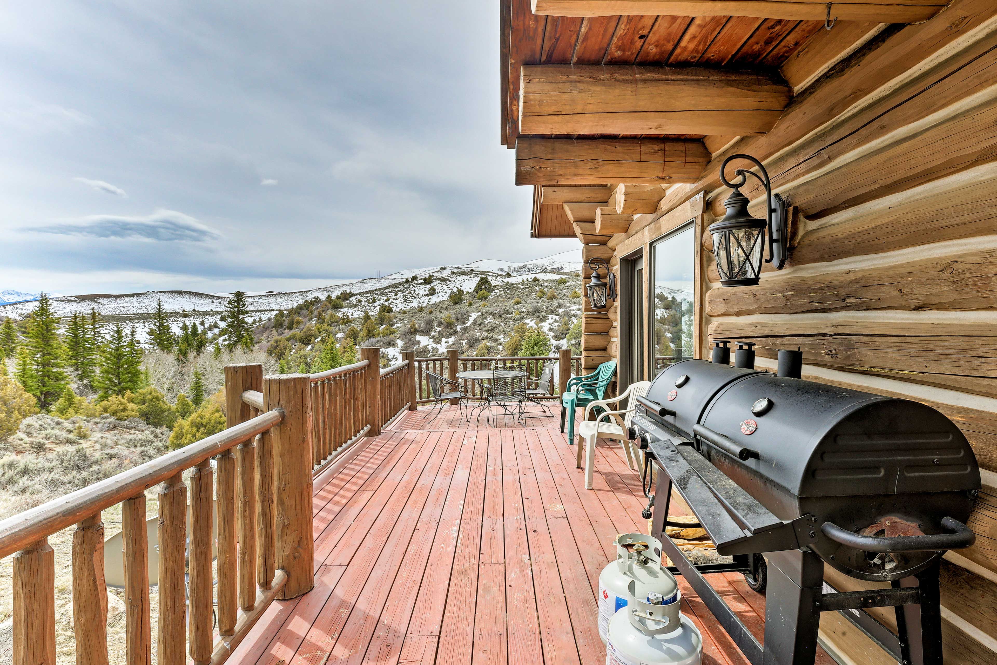 Wraparound Deck | Grill | Mountain Views