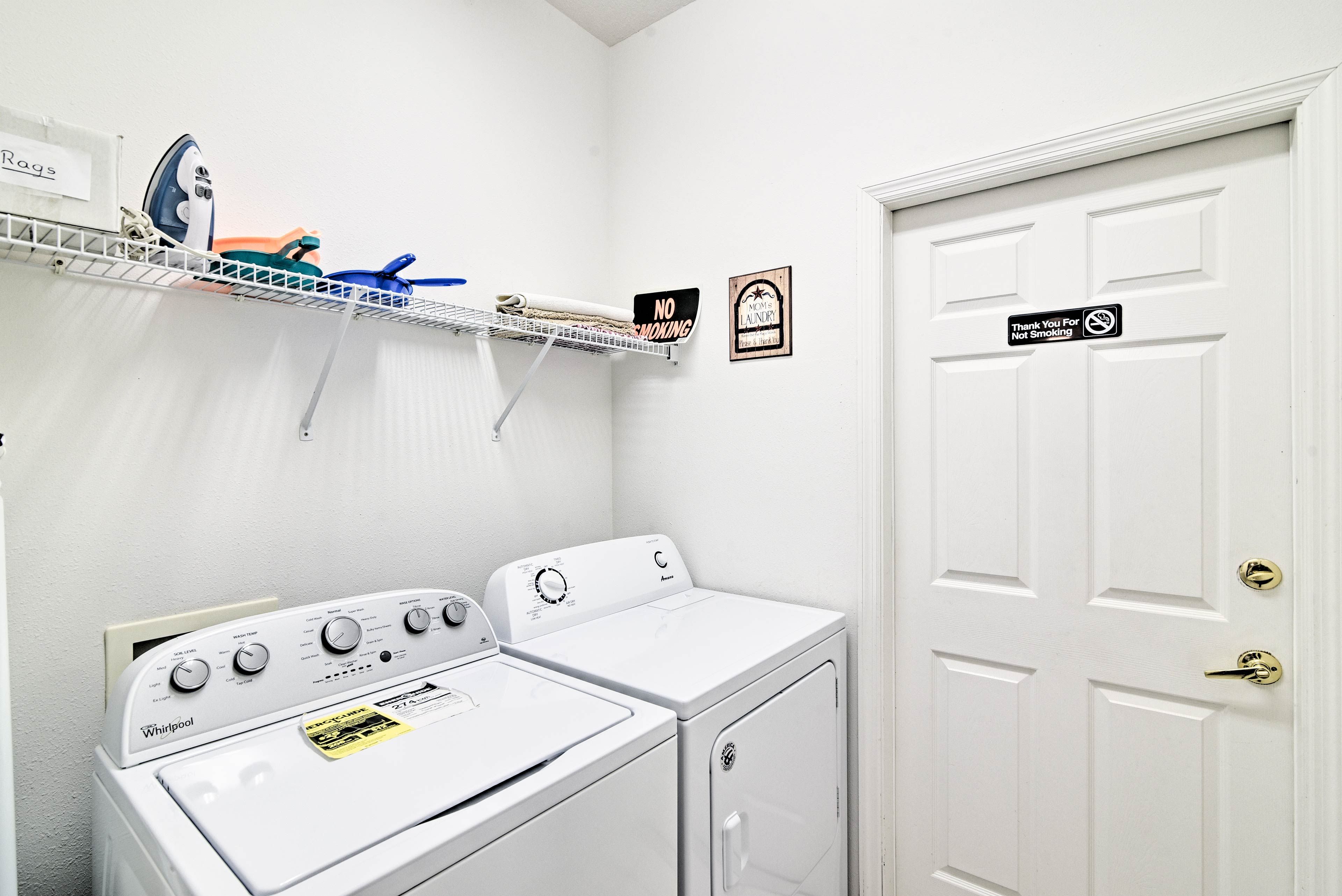 Throw your dirty duds in the washer/dryer.