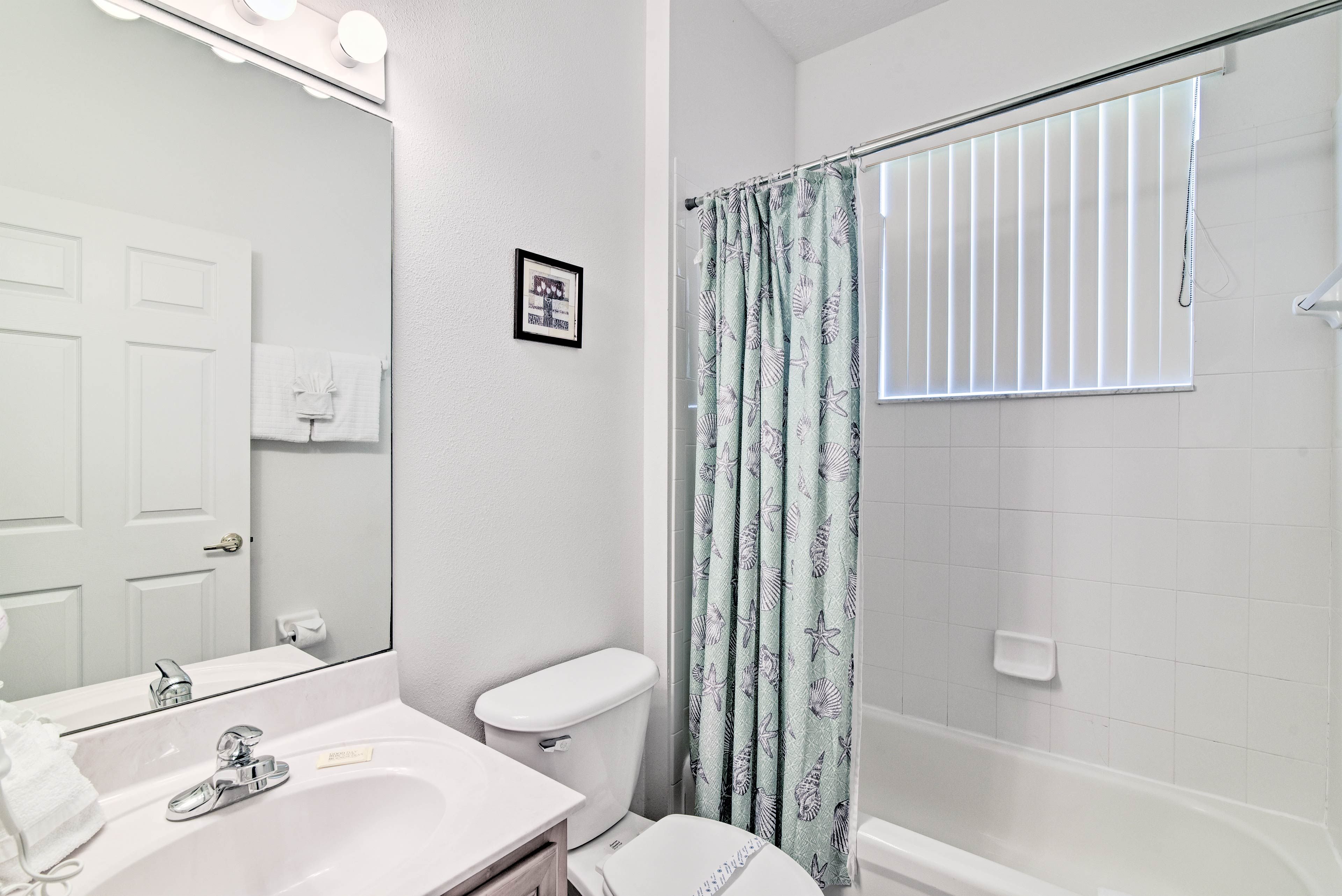 Freshen up in the shower/tub combo.