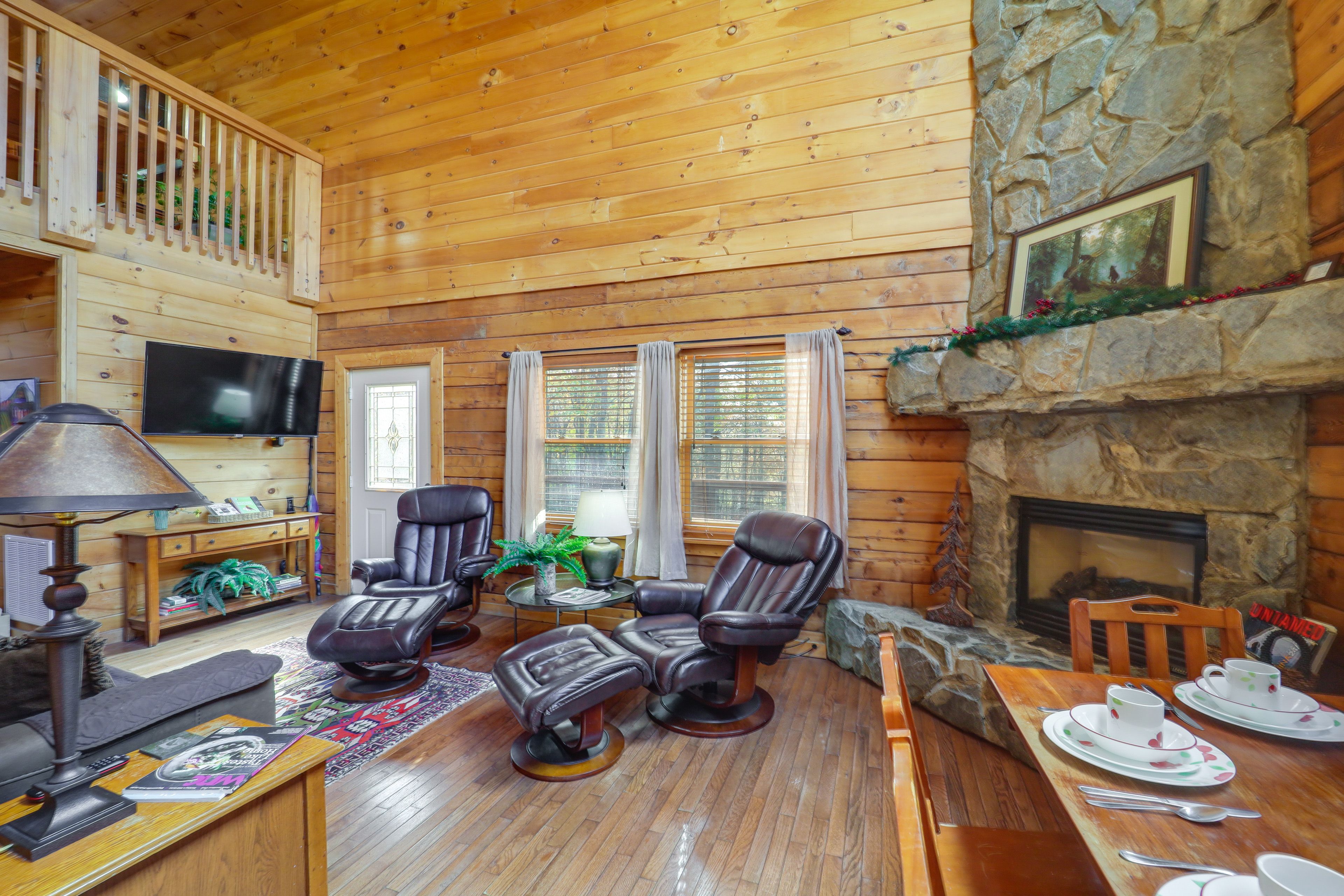 Living Area | Rock Fireplace