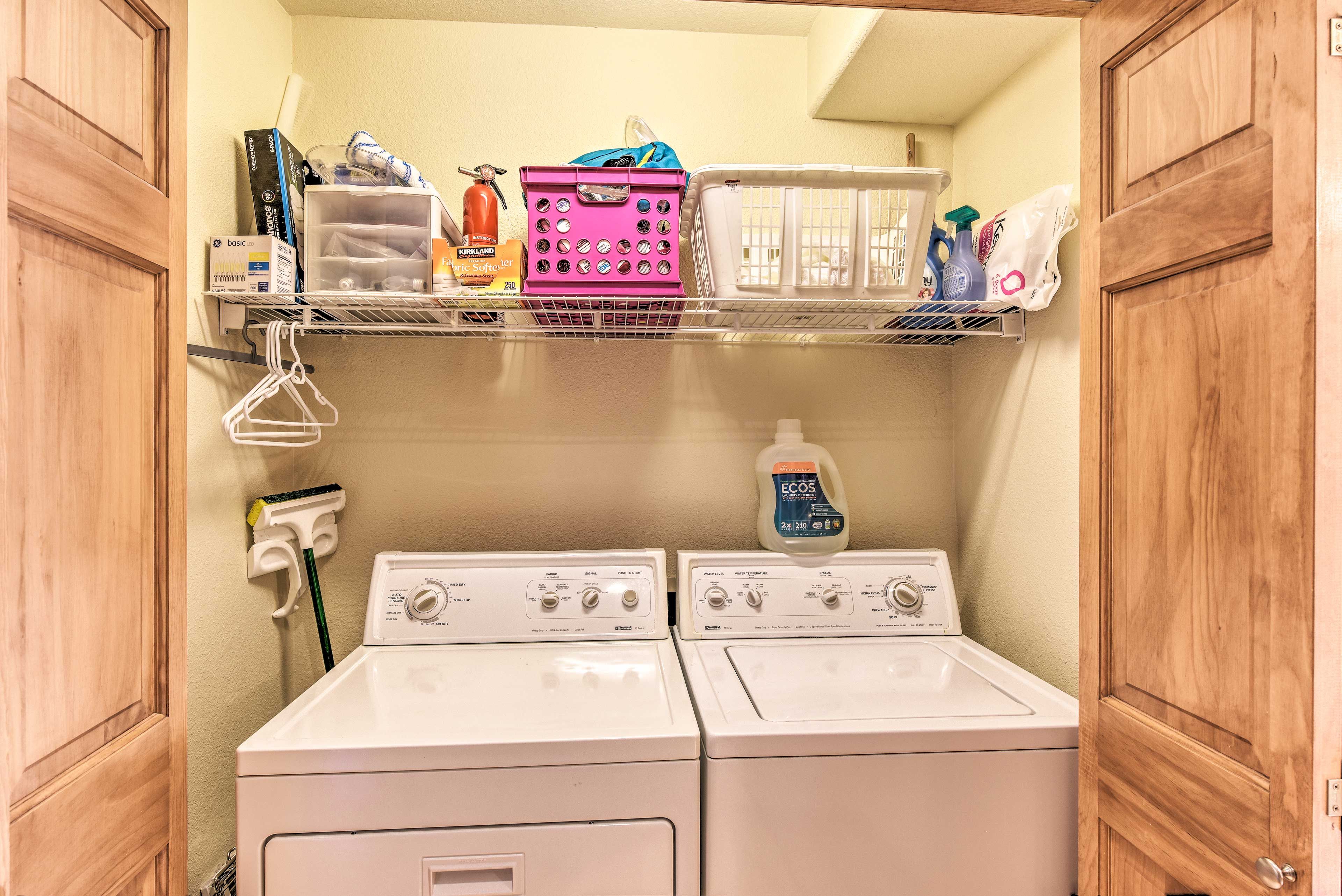 Keep your adventure gear looking fresh with the in-unit laundry machines.