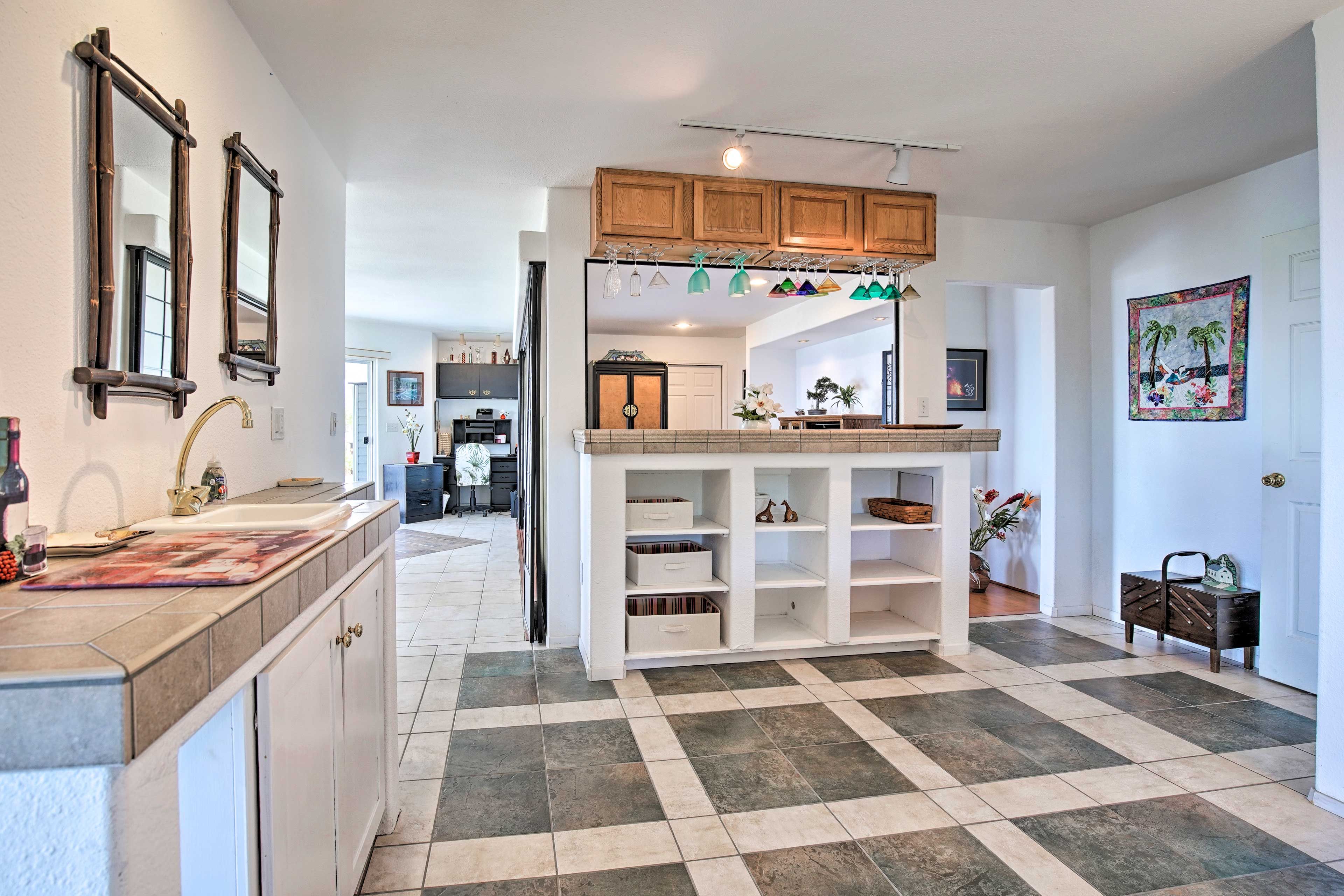 Mix up a drink at the wet bar in the 'man cave'!