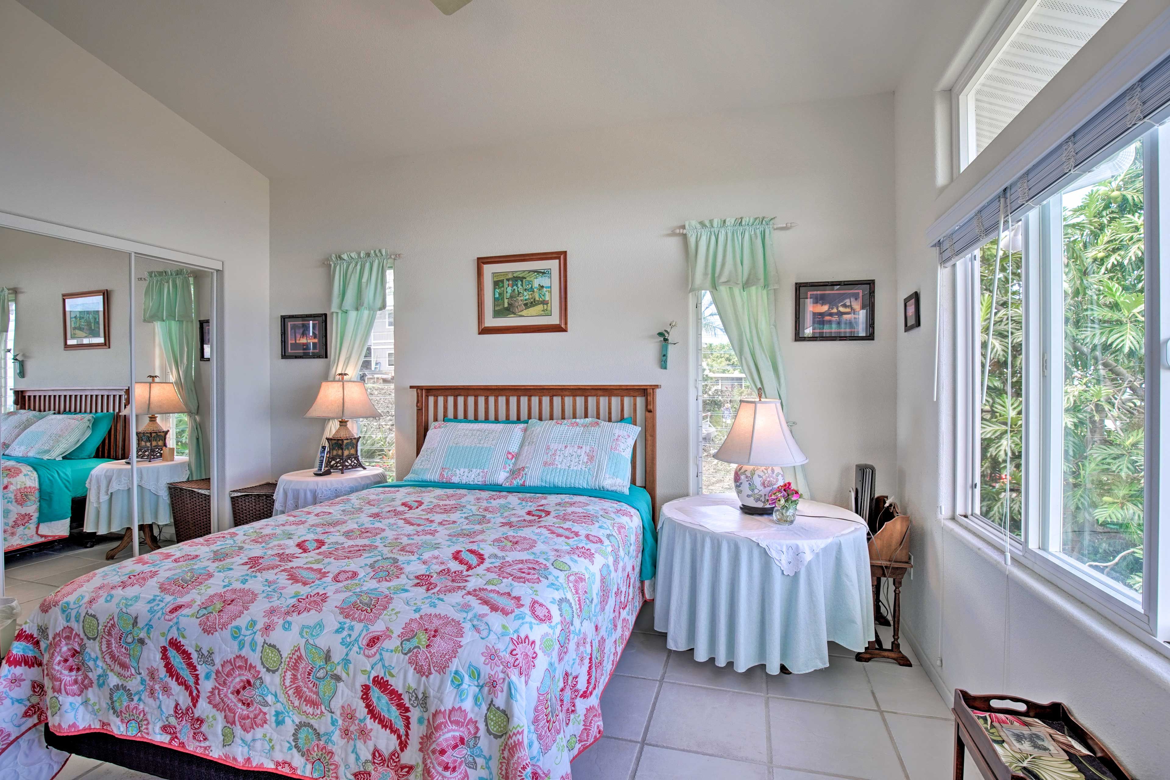 This bedroom has direct access to the lanai.