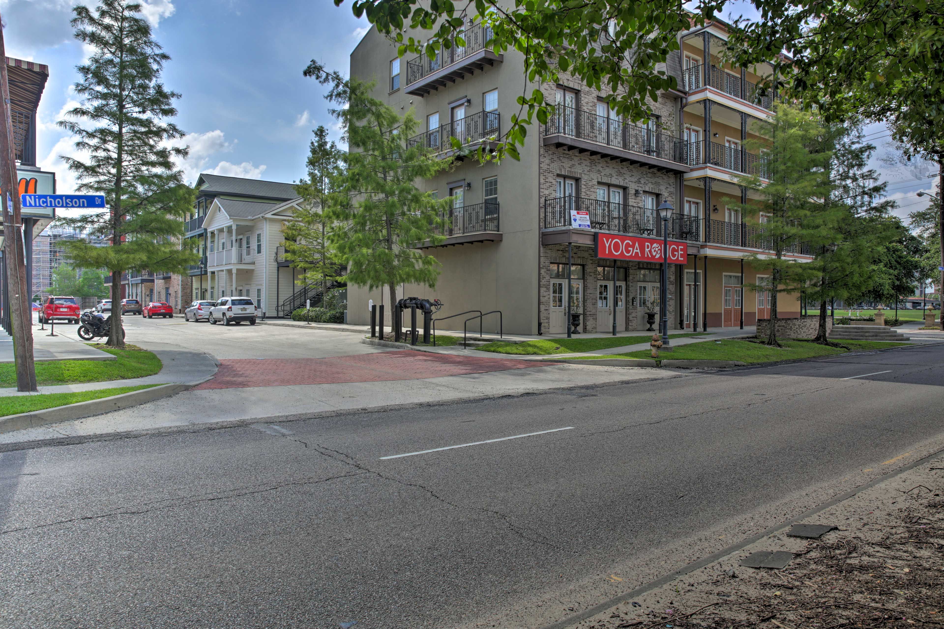 The condo is located next to a barbecue joint and yoga studio!