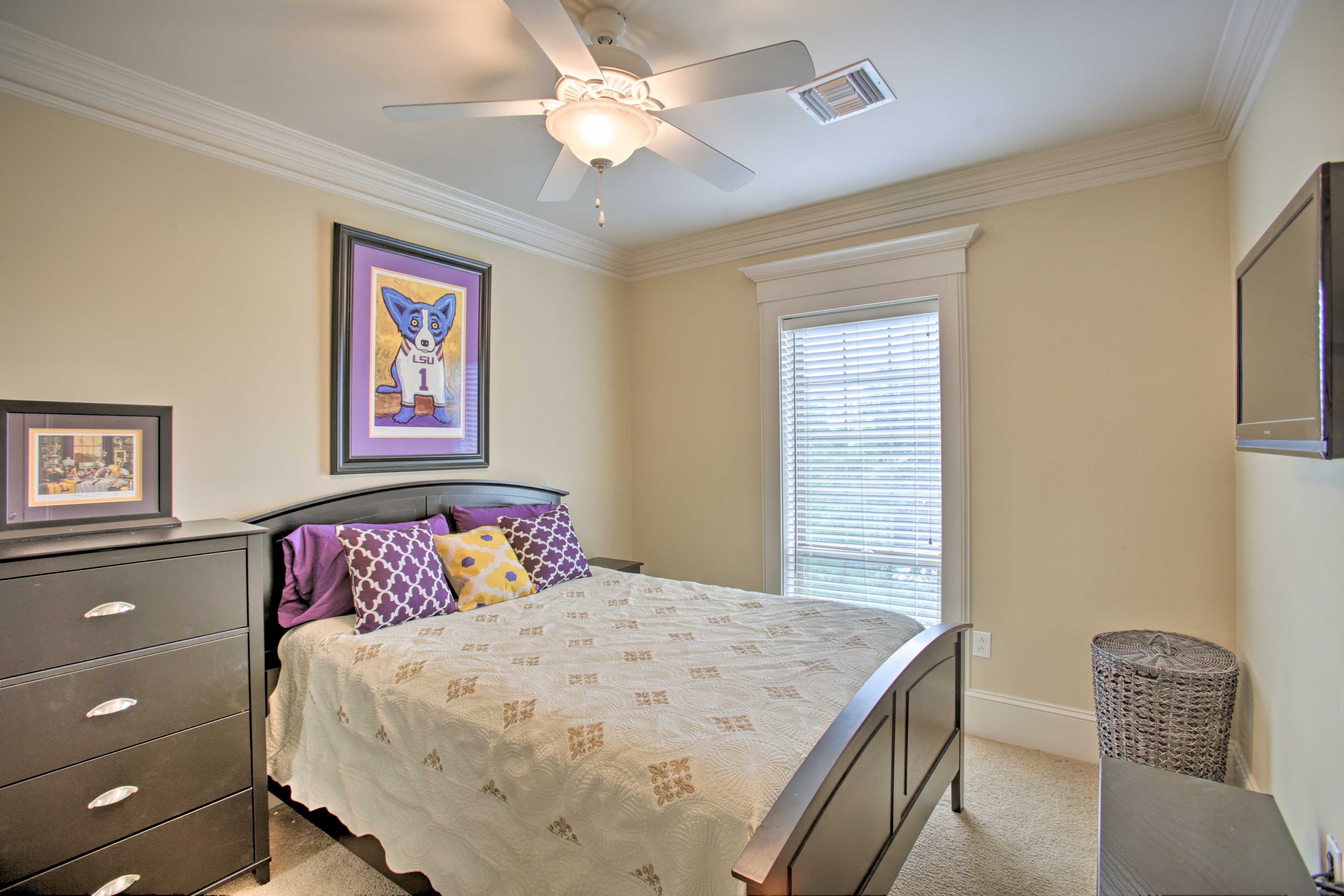 Doze off while watching your favorite shows on the flat-screen TV.