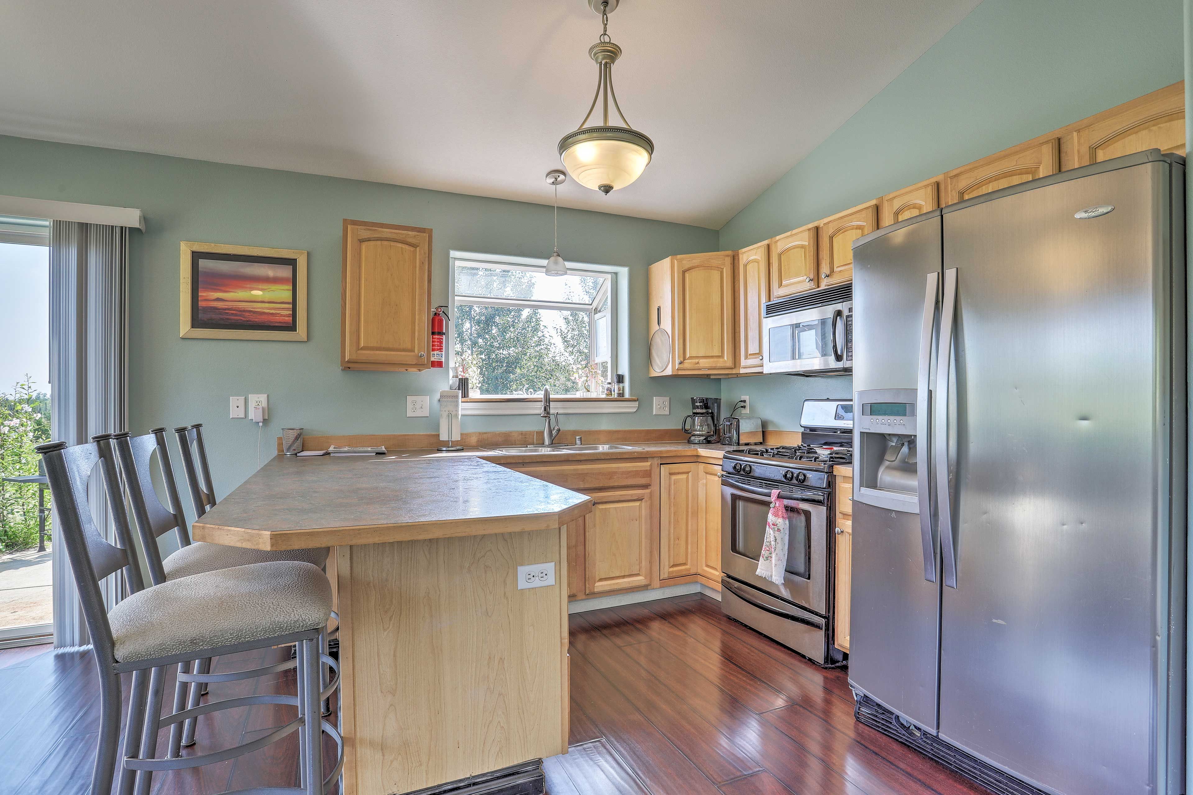 The wraparound counters offer additional prep space.