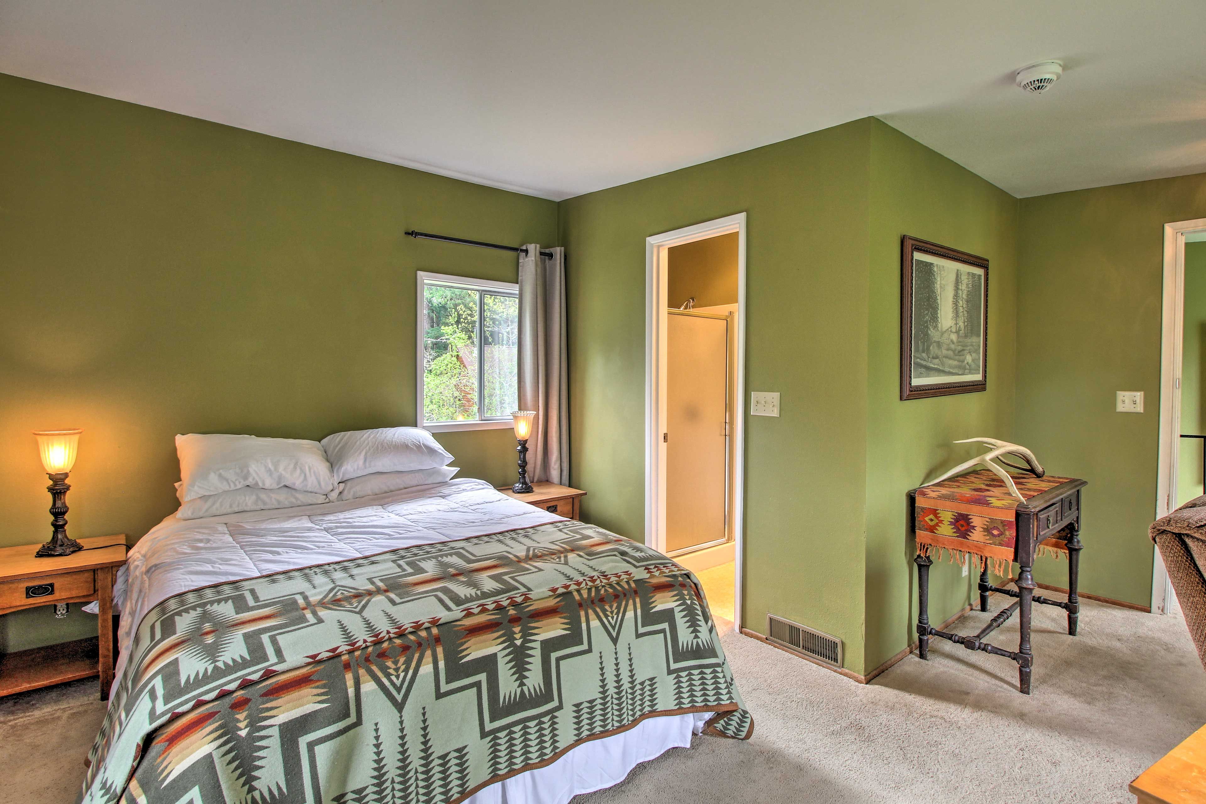 Curl up in the queen bed to rest up for the next day's adventures!