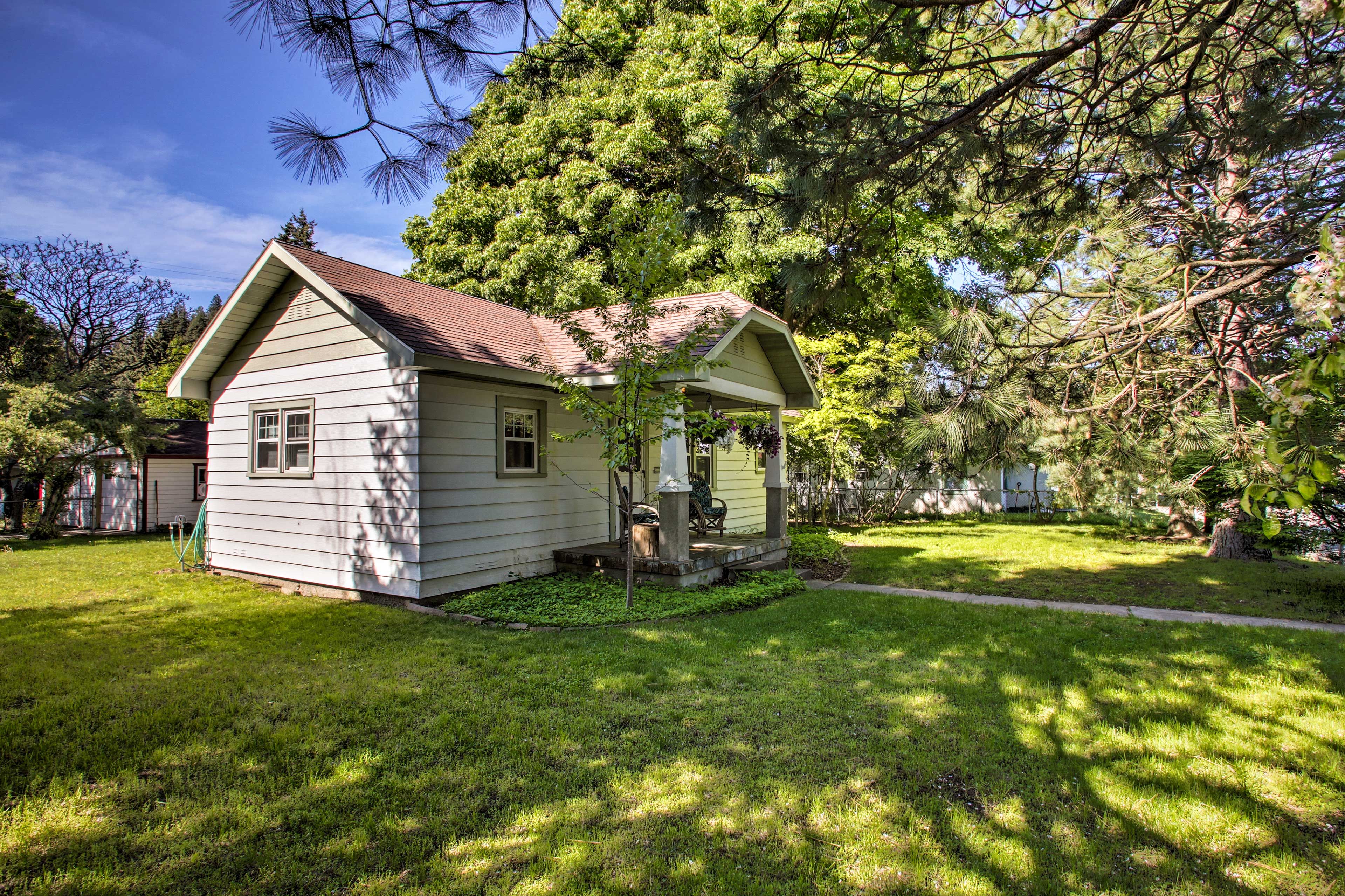 This property is surrounded by verdant landscaping.