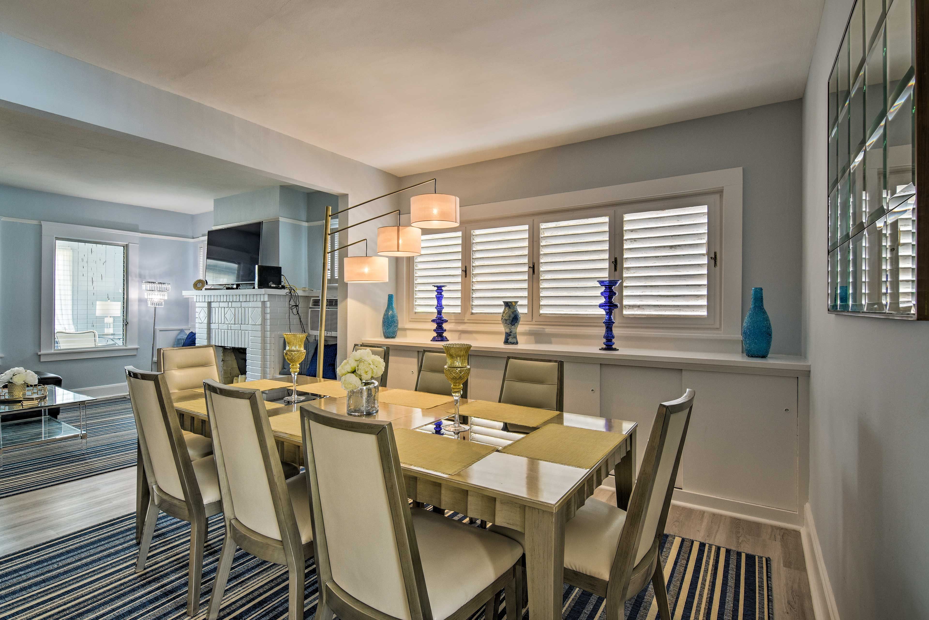 Gather around the dining table with room for everyone.