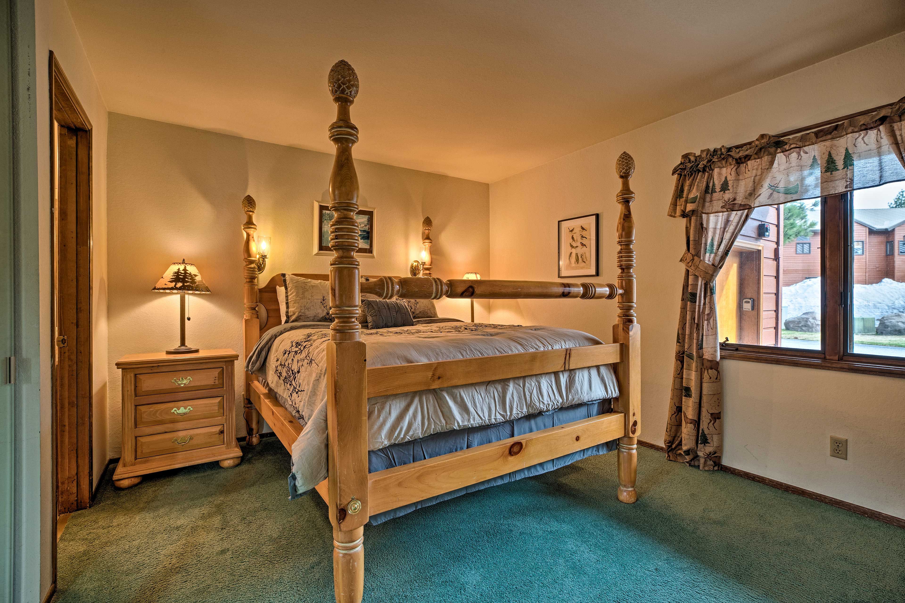 The second bedroom boasts a queen bed.