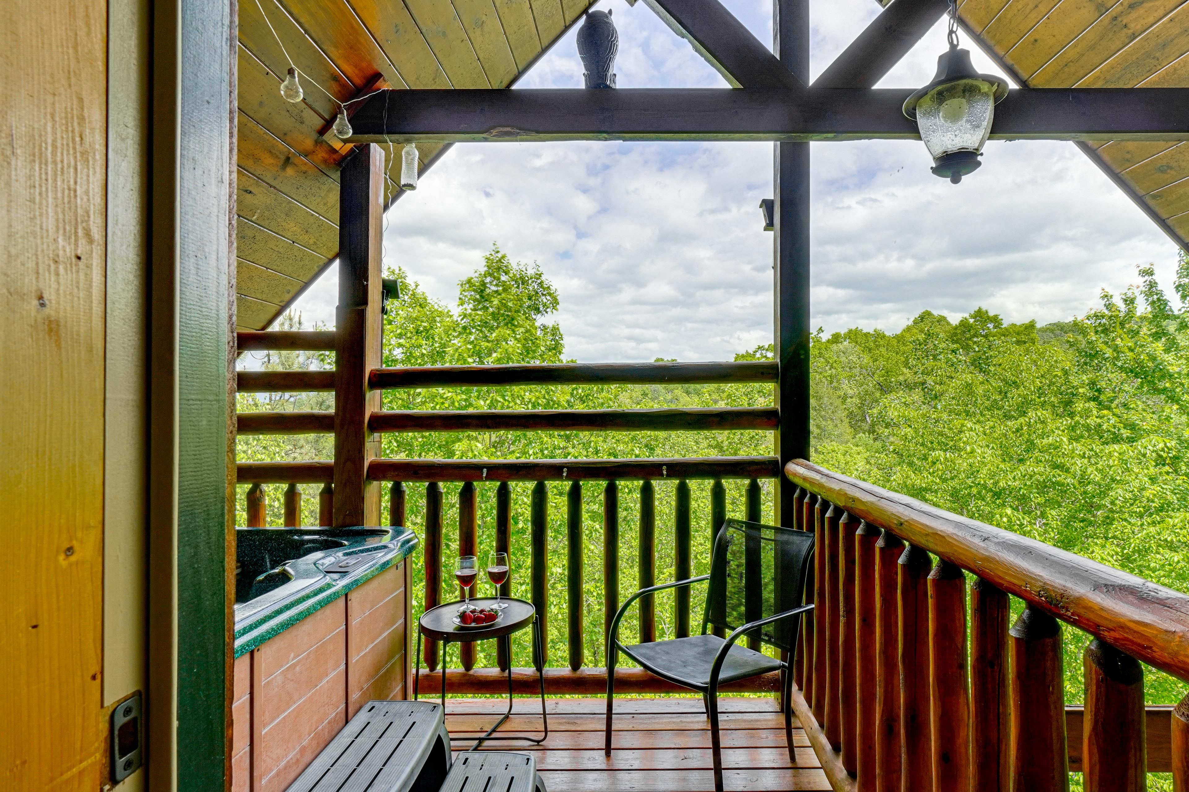 Covered Deck | Private Hot Tub | Views