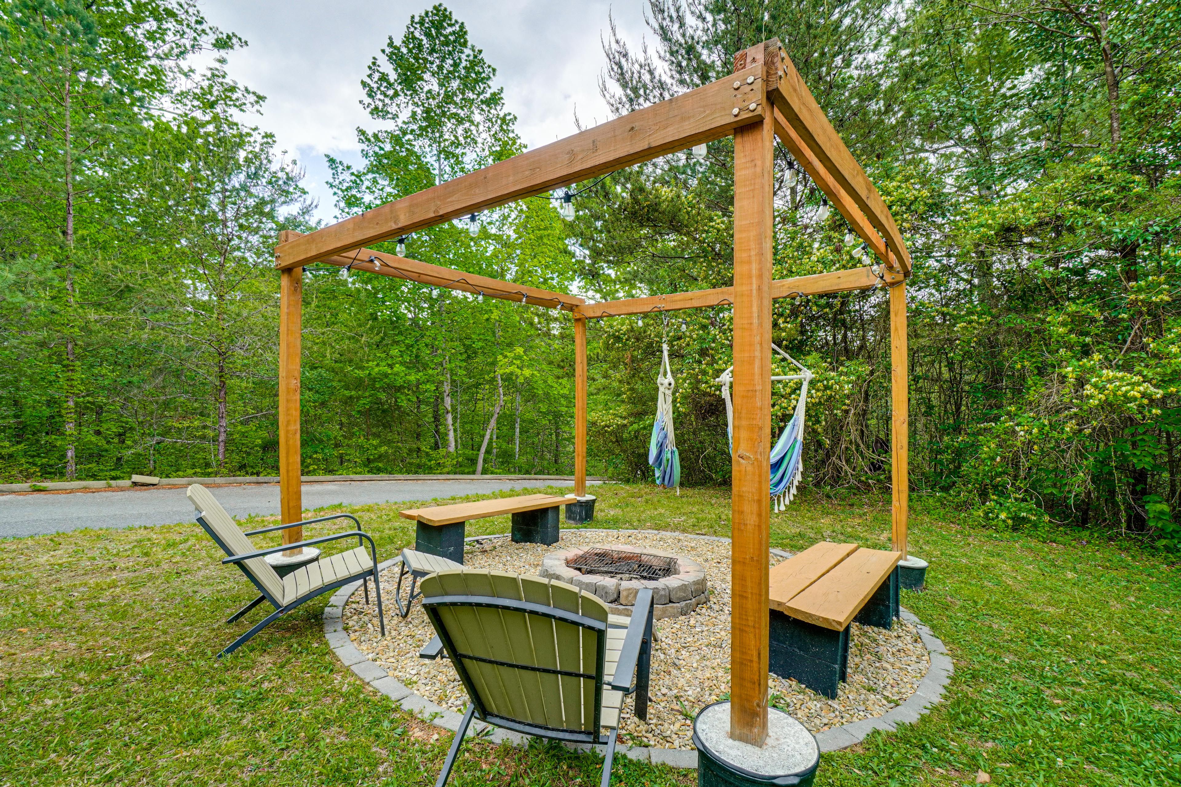 Wood-Burning Fire Pit w/ Seating | Swing Chairs