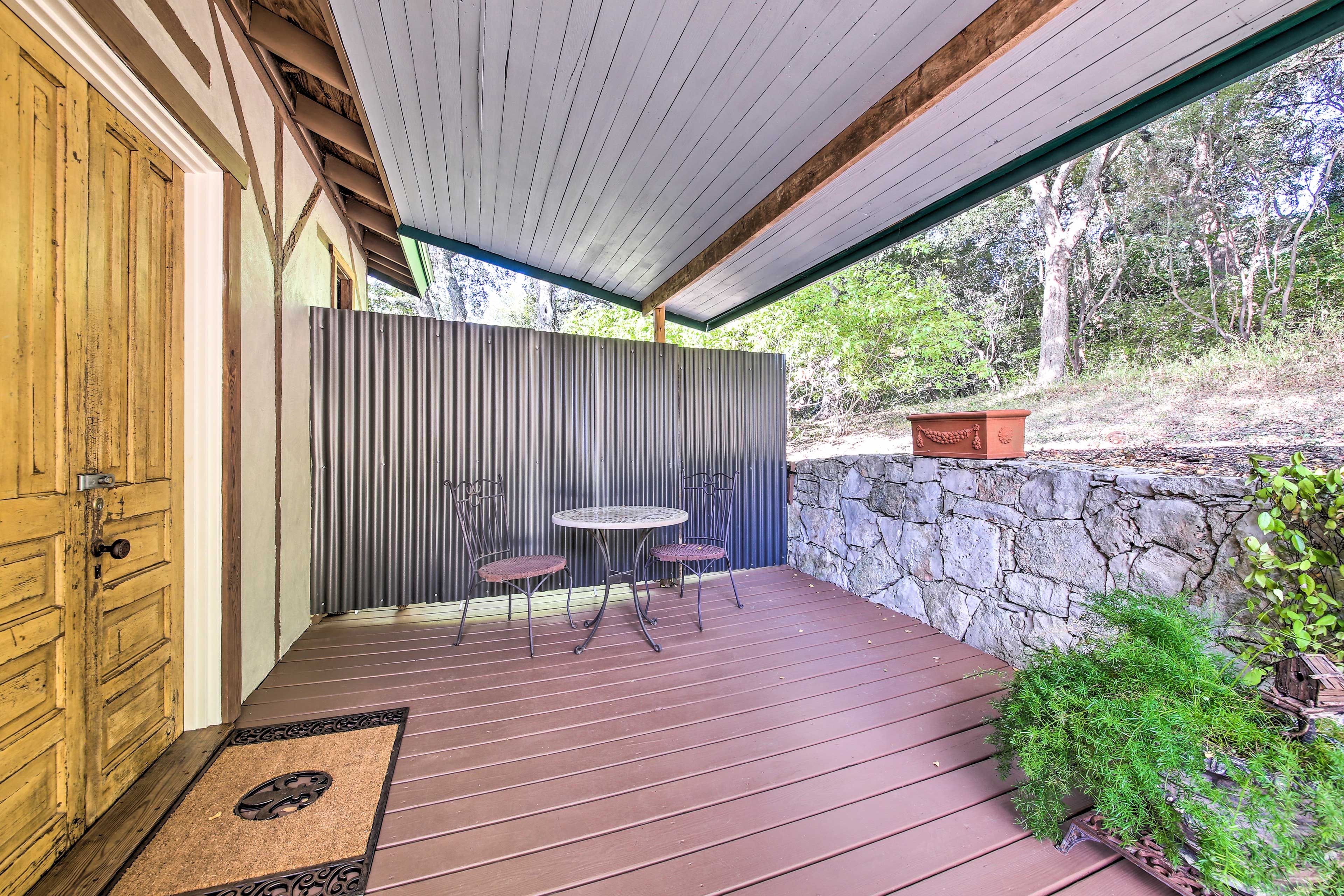The patio table is perfect for two.
