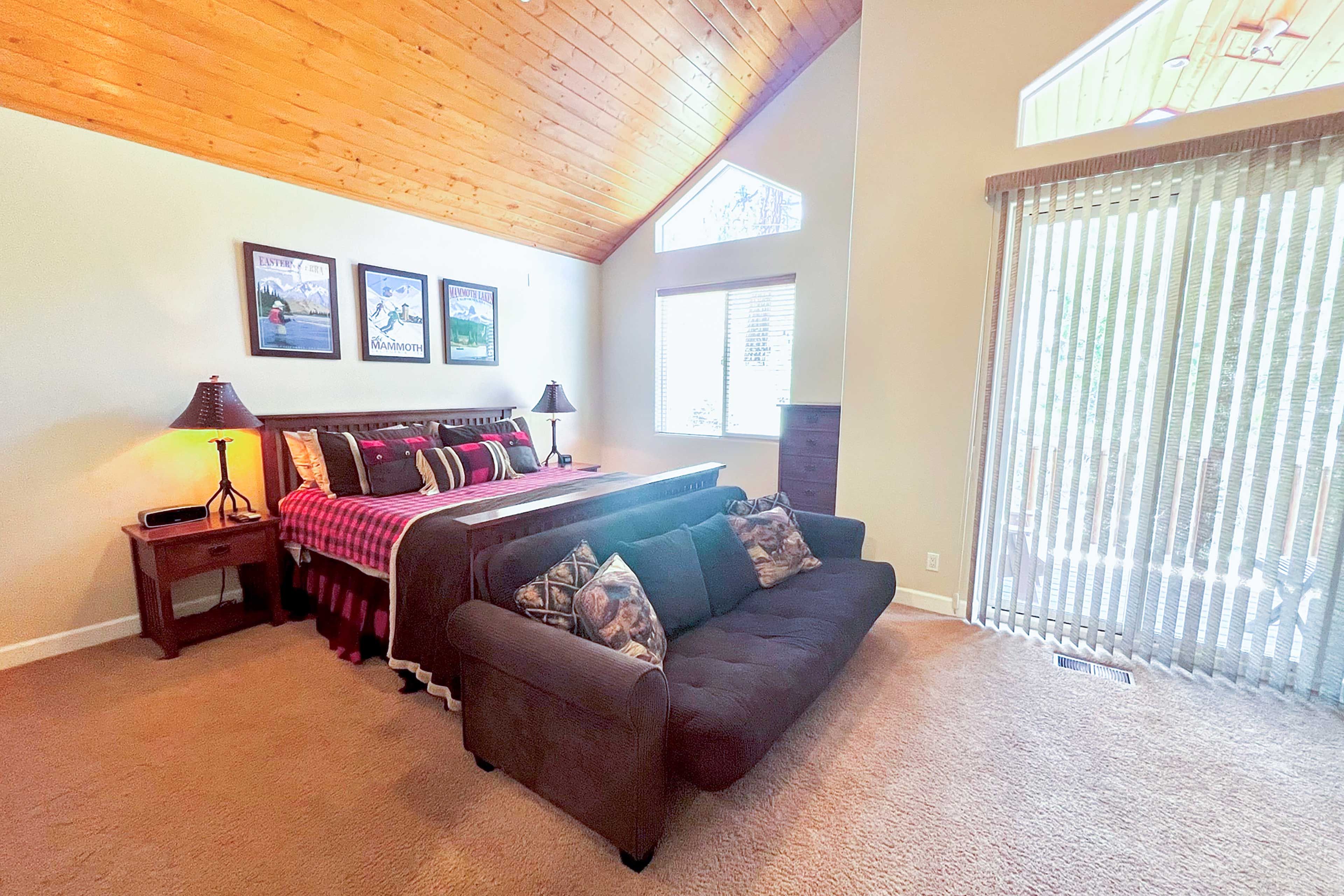 Doze off to your favorite shows from the comfort of the California king bed.