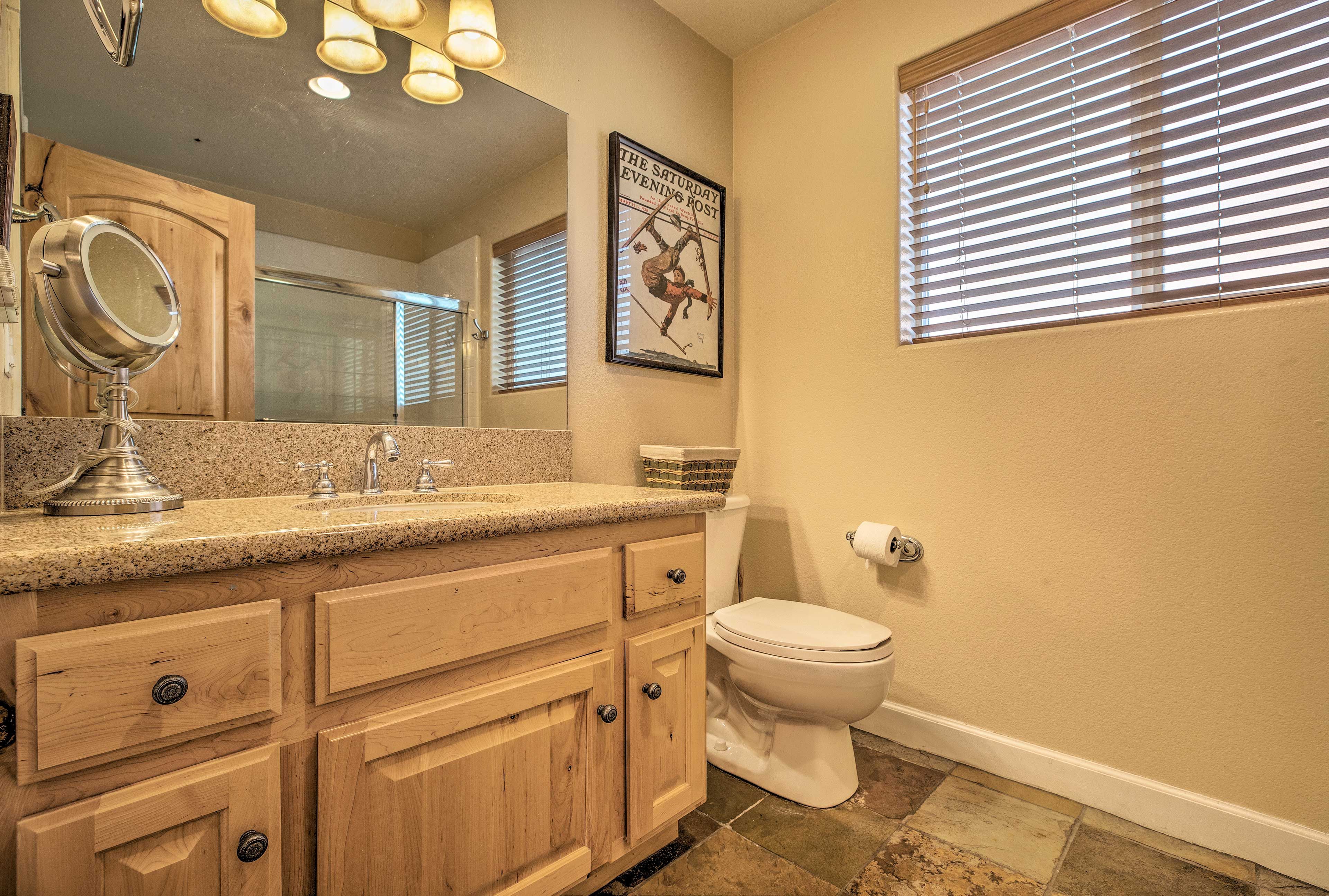 The condo is equipped with 2 bathrooms, so no one has to wait to wash!