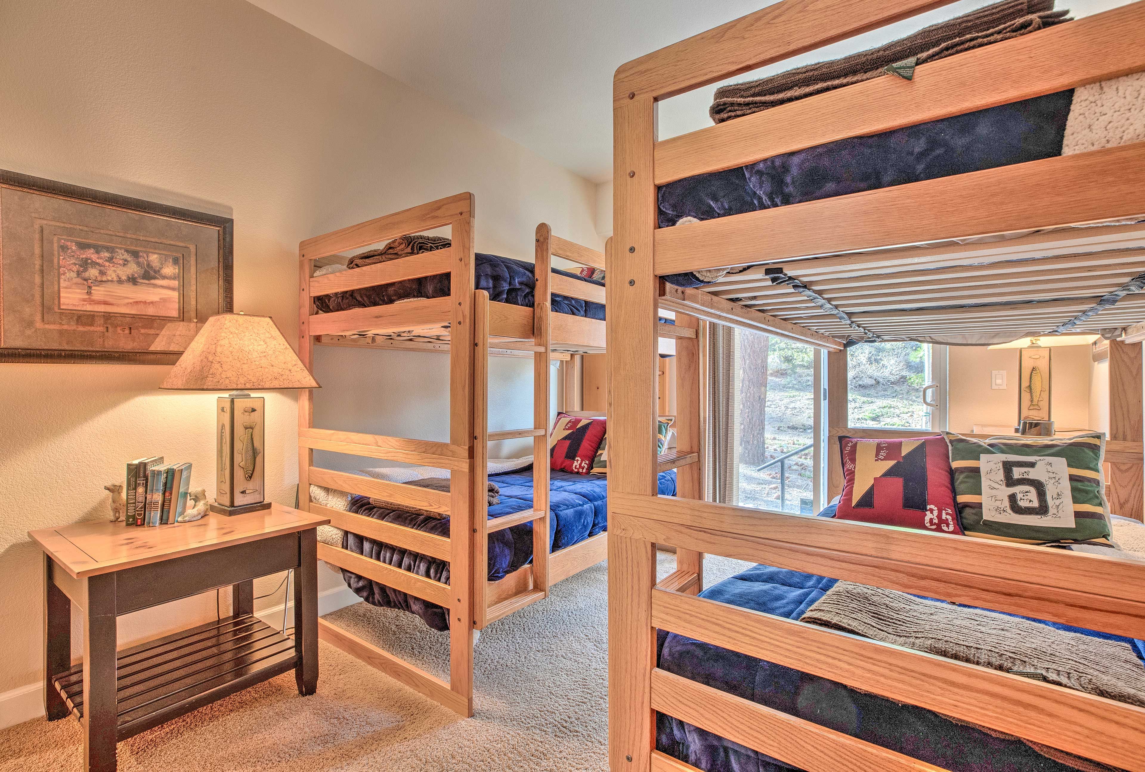 This room features 2 twin bunk beds, perfect for the kids!