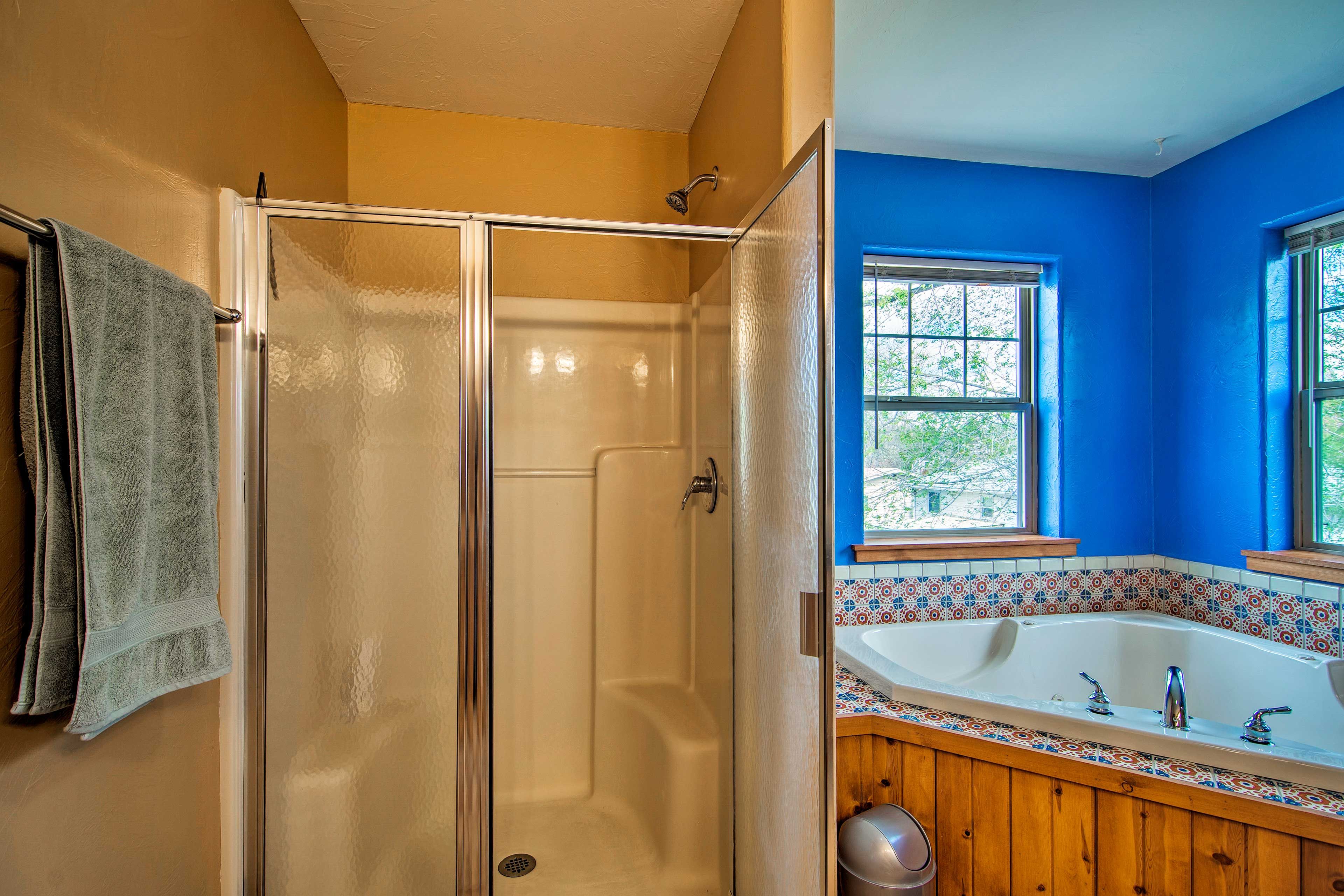 All you need - and more - can be found in this bathroom.