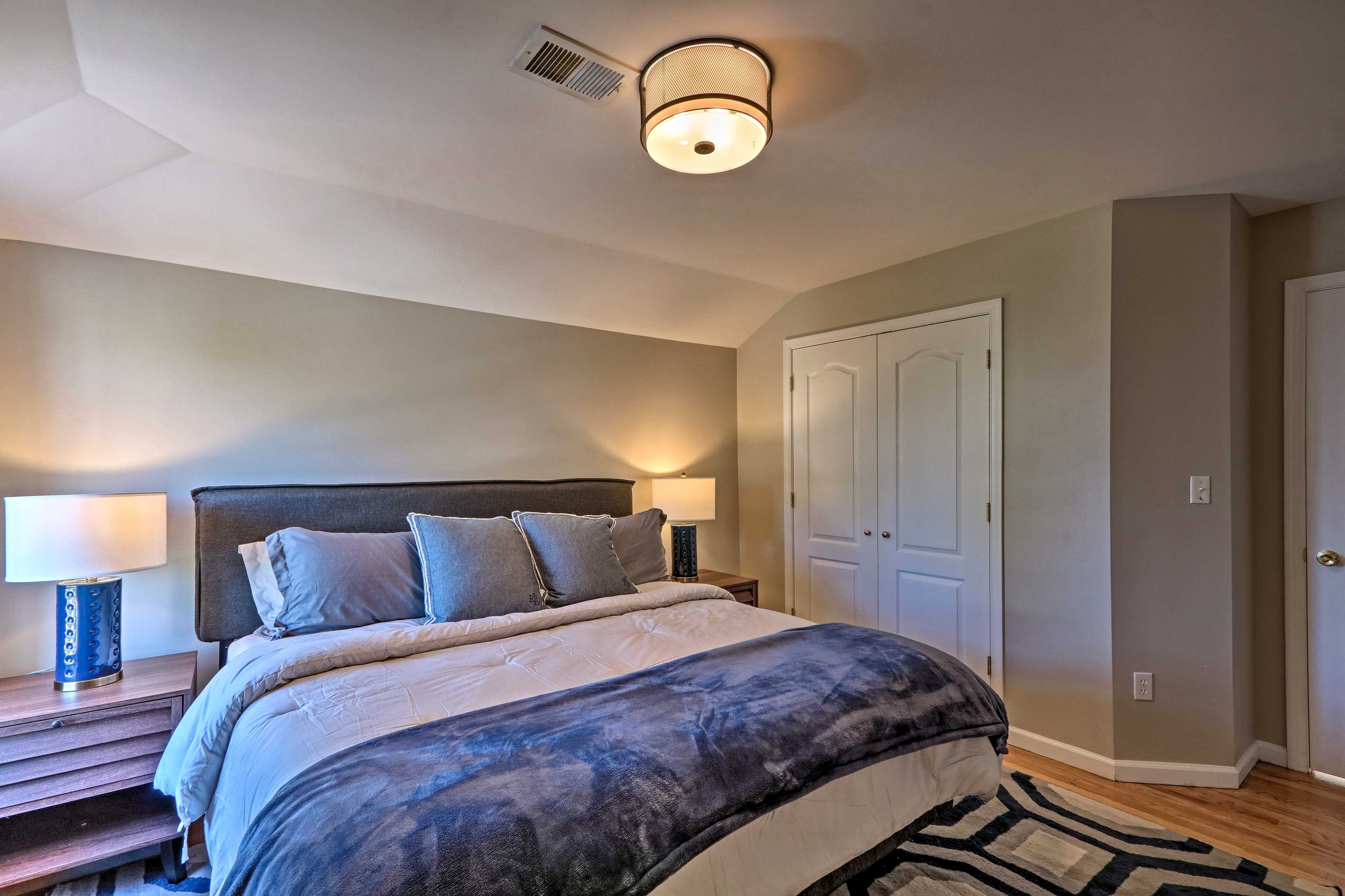 The chic bedroom ensures that you fall asleep with ease and wake refreshed!