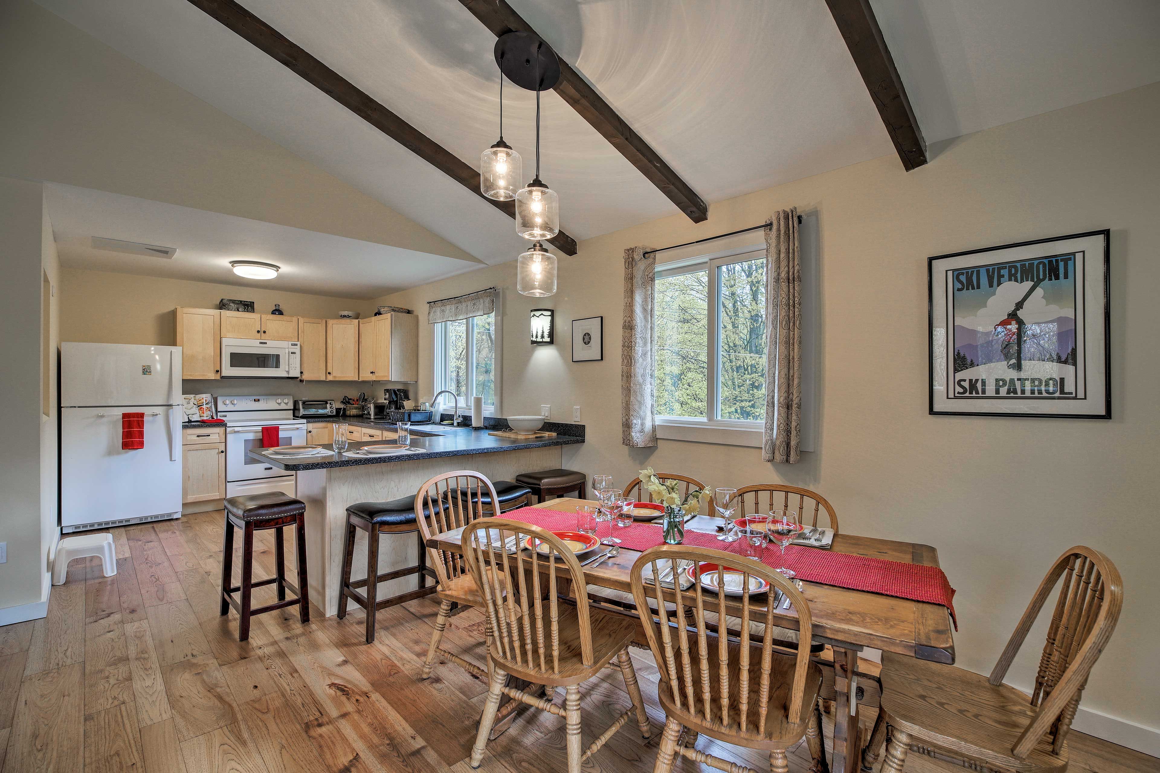 Set the dining table for 6 or grab a seat at the breakfast bar.