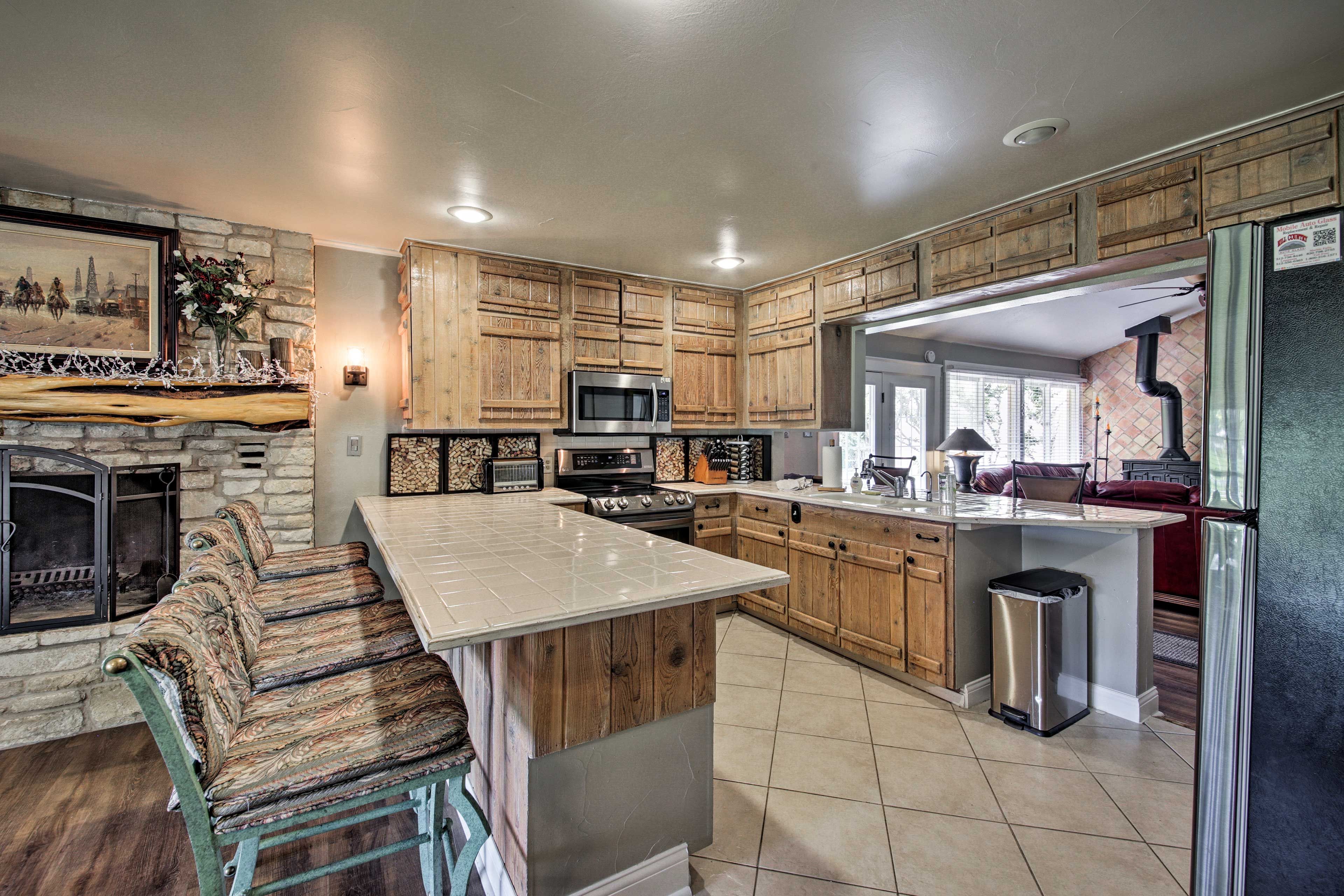 There's plenty of seating available in the breakfast bar.