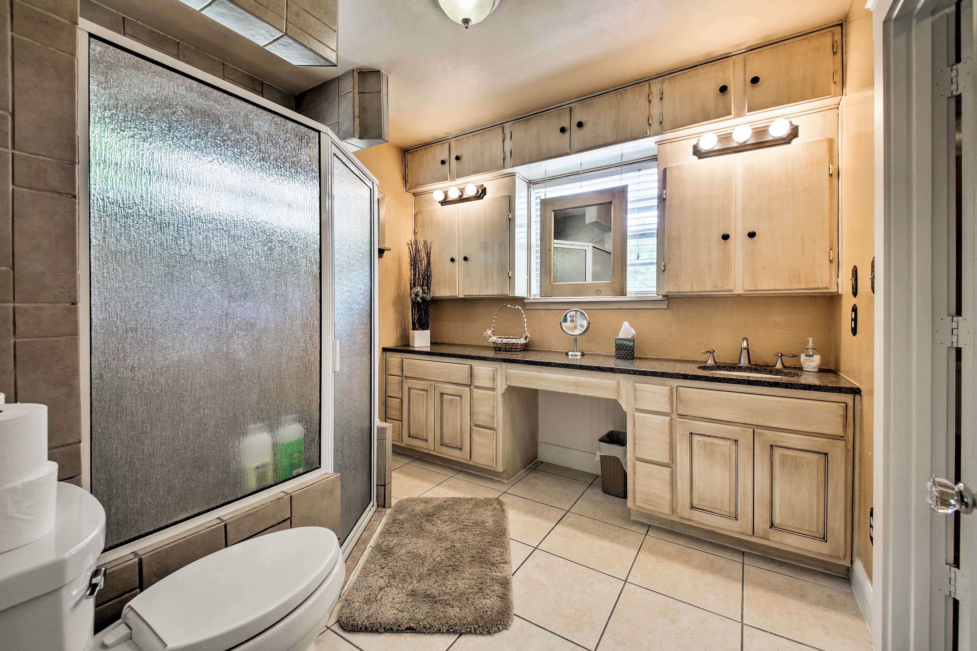 The bedroom hosts an en-suite bathroom.