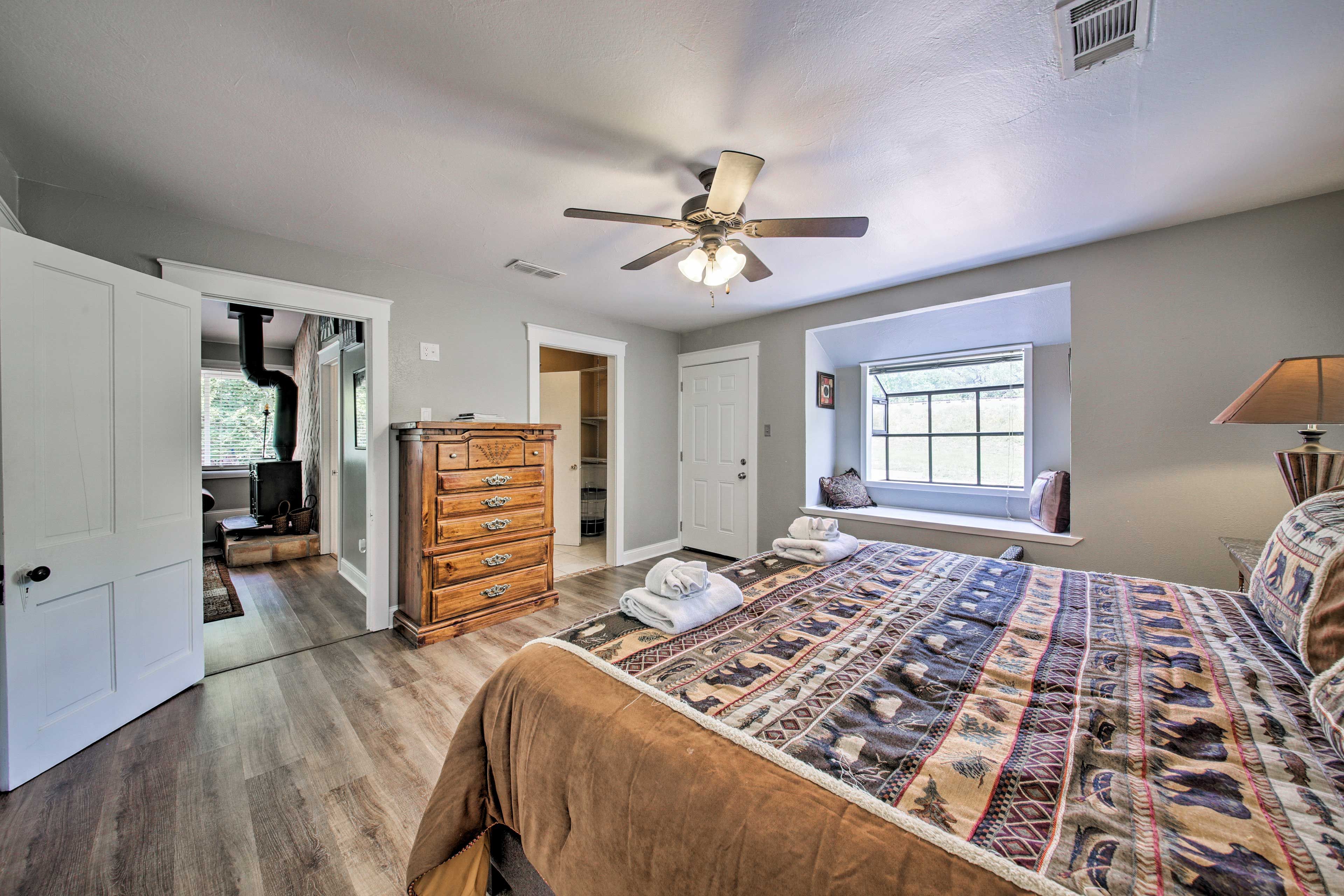 A ceiling fan keeps you nice and cool at night!