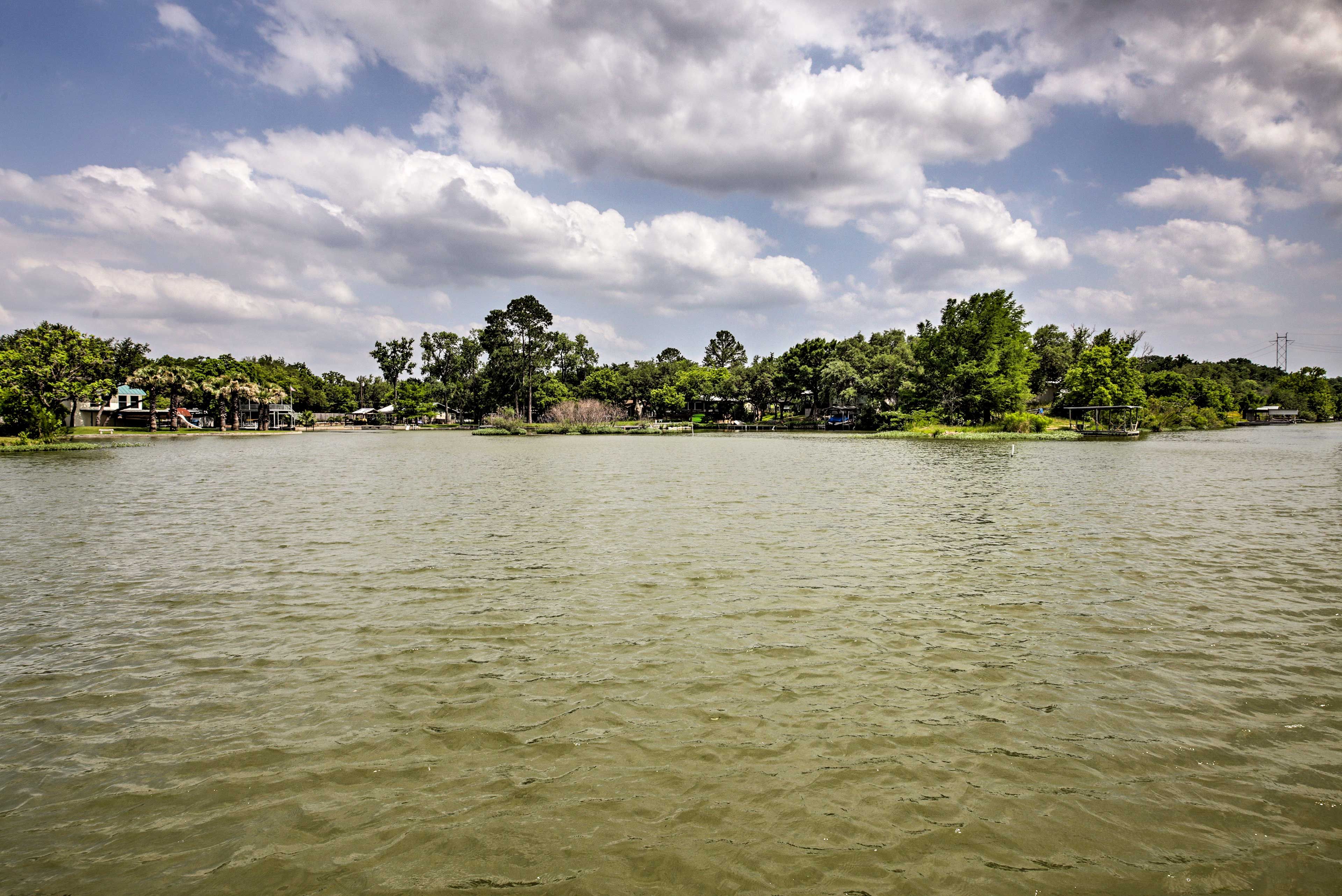 The lake is perfect for swimming, fishing, and boating!
