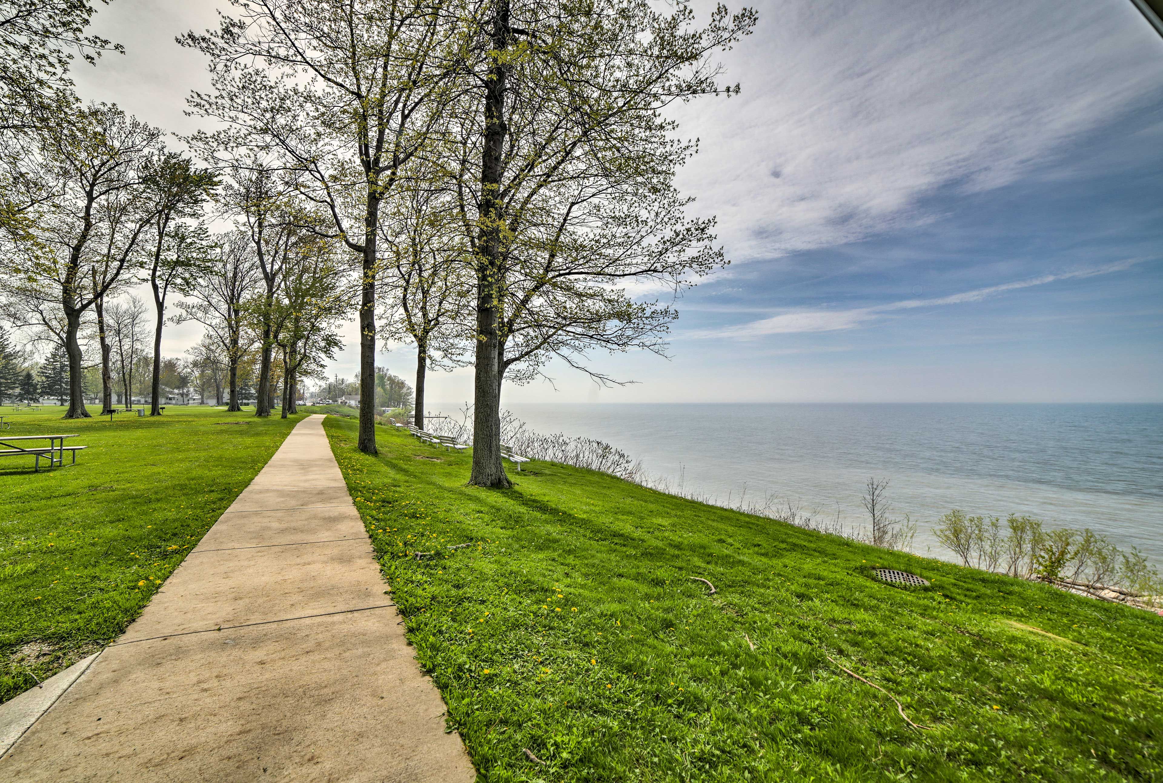 Walk along the waterfront path in Township Park.