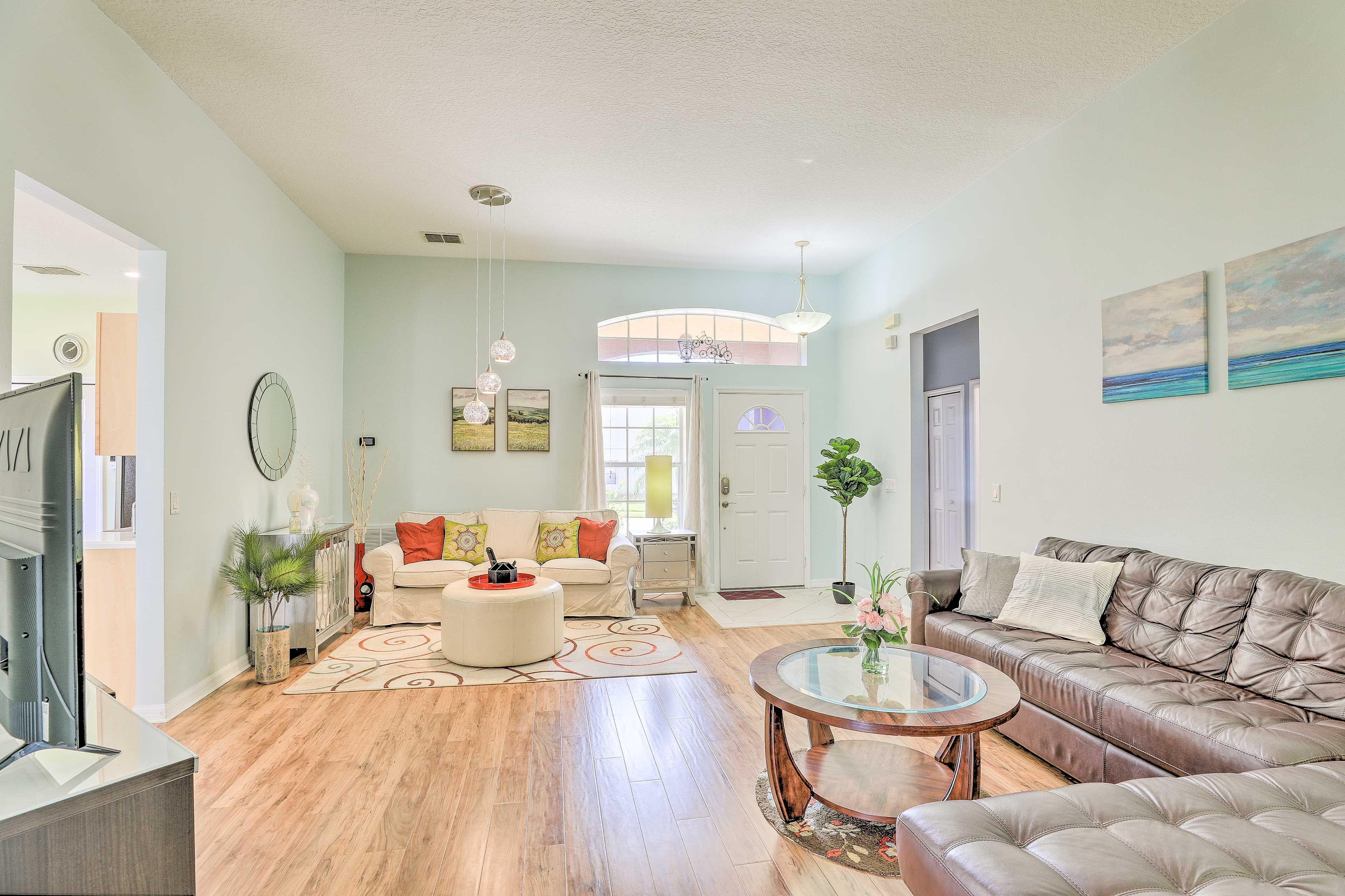 After a day at Disney World, unwind in the living room.