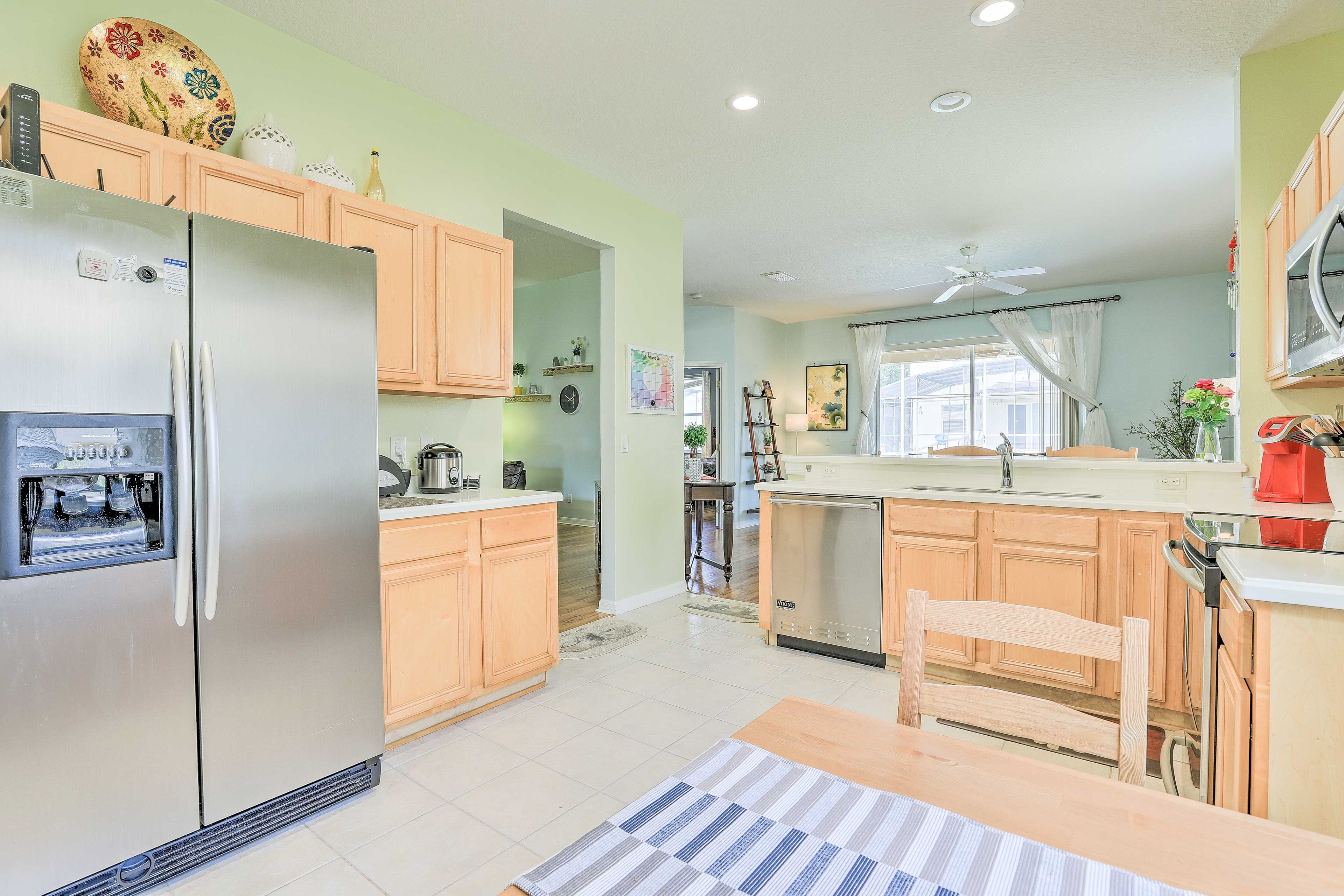 Prepare your favorite meals with the stainless steel appliances.