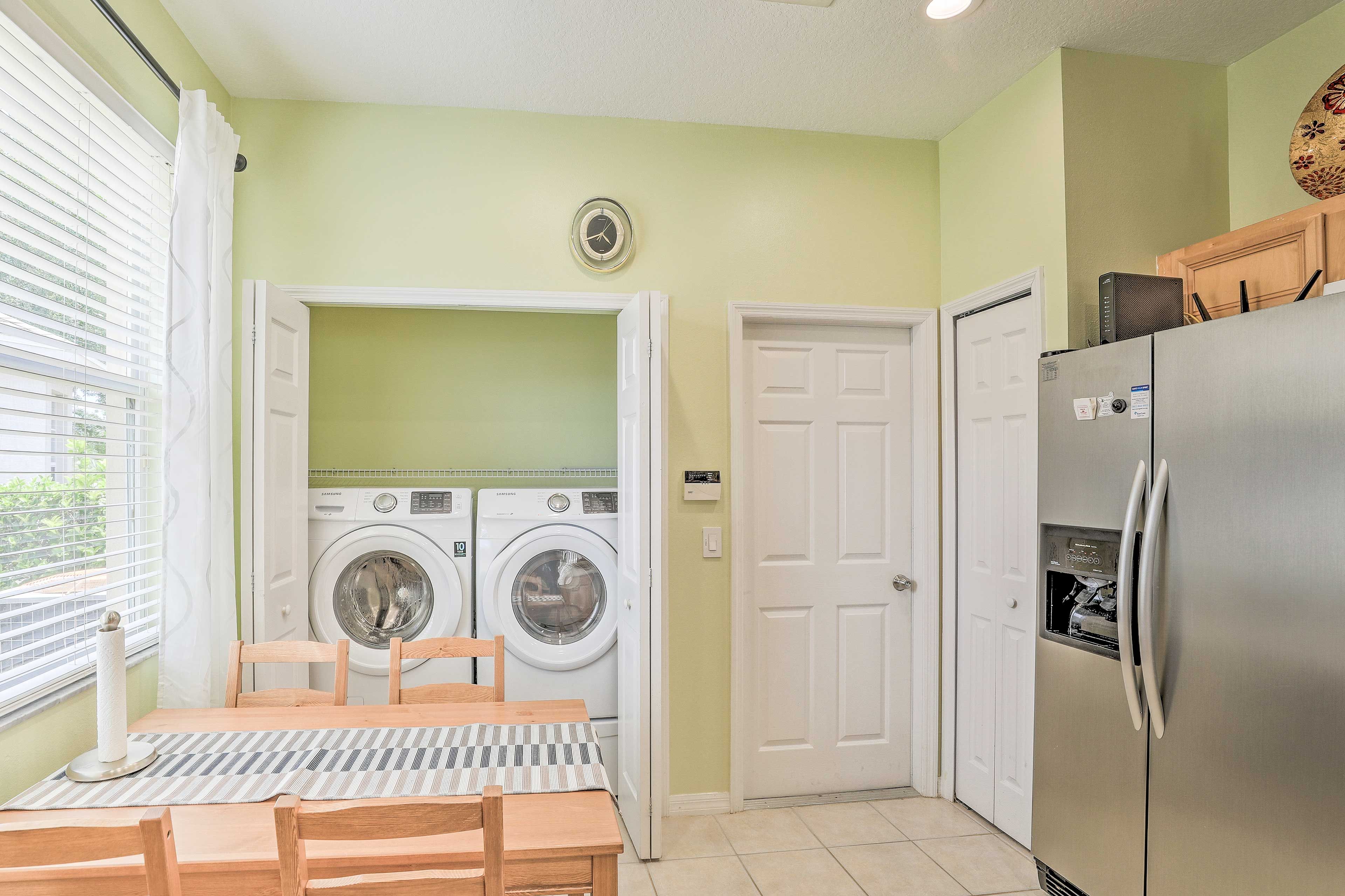 Keep your swimsuits clean with the in-unit laundry machines.