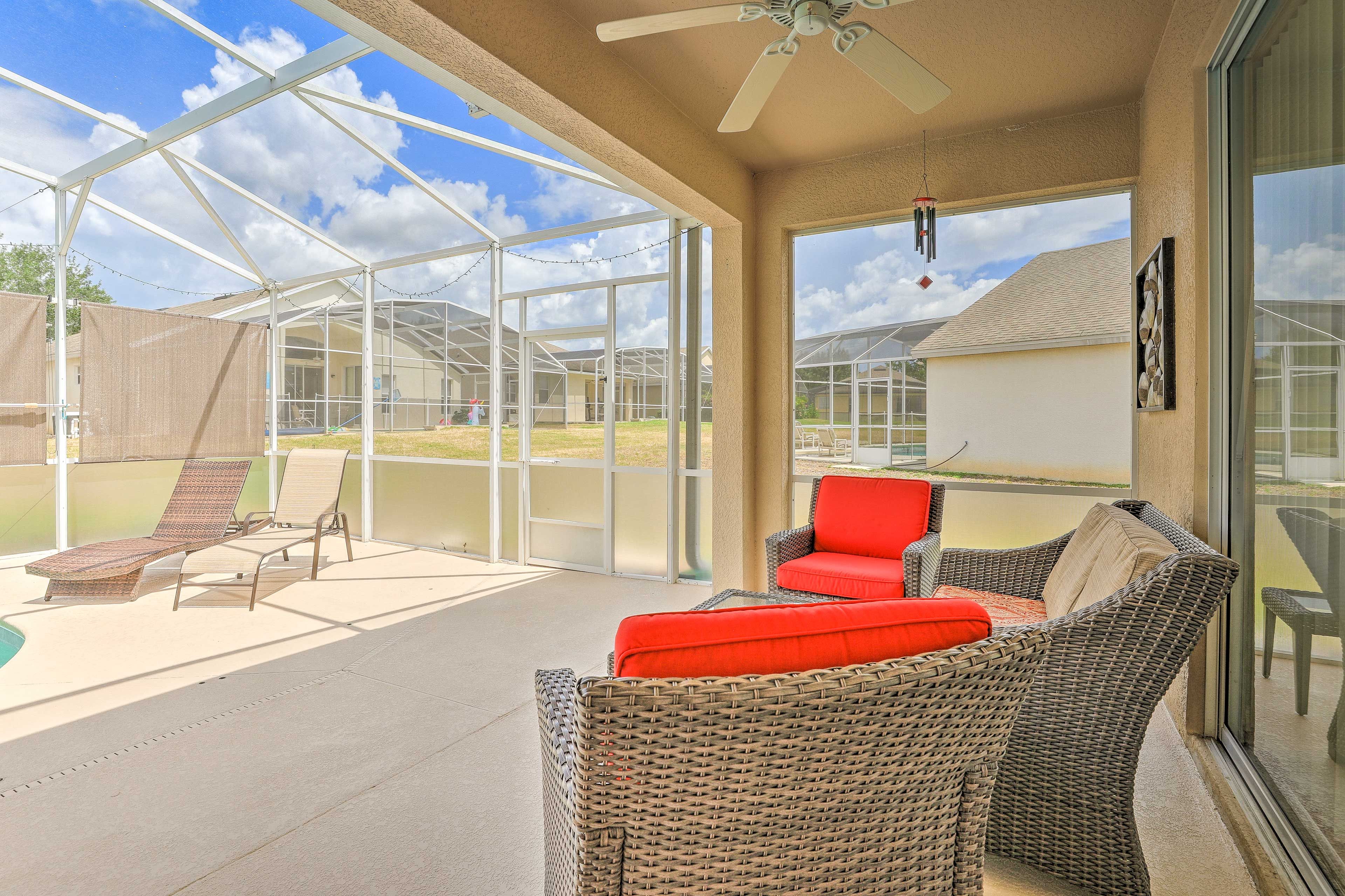 Relax on the covered patio.