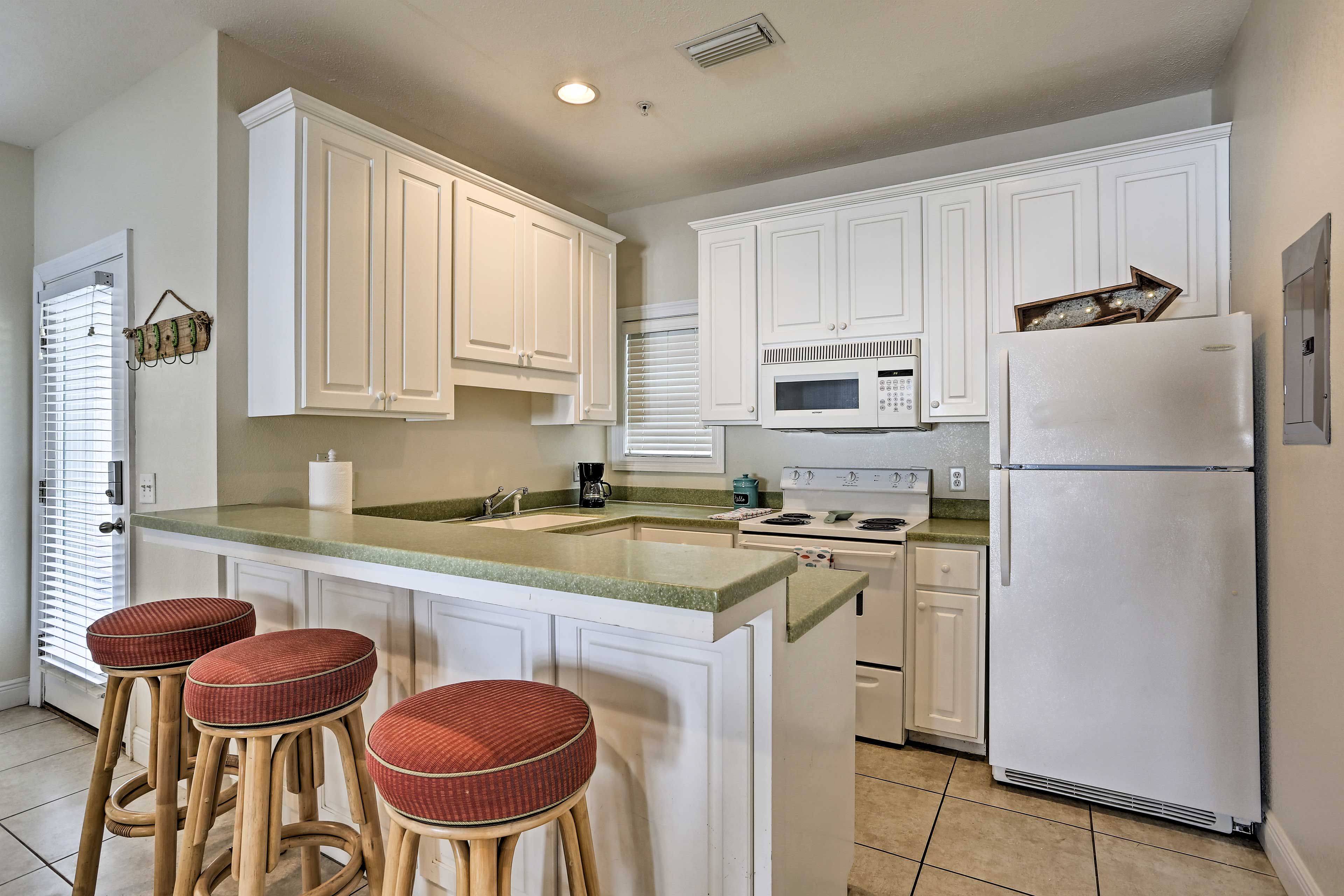Try out a new recipe in the fully equipped kitchen.