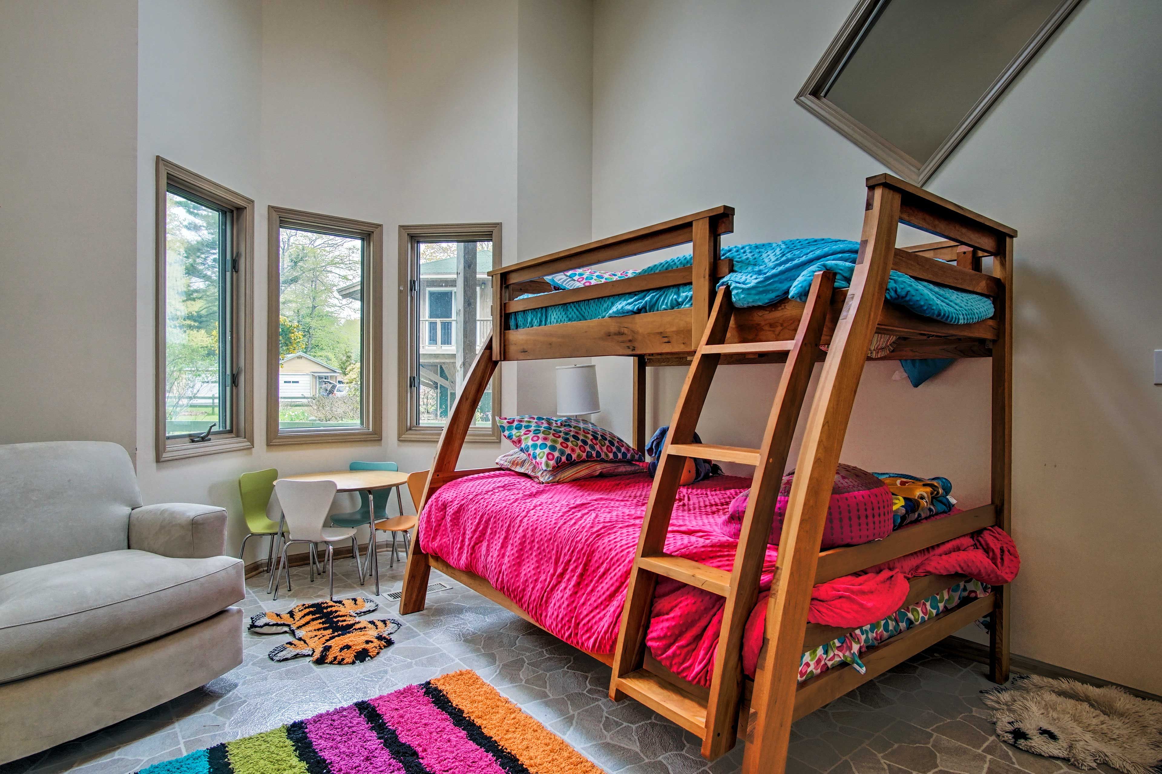 Kiddos will love sharing this twin-over-full bunk bed!