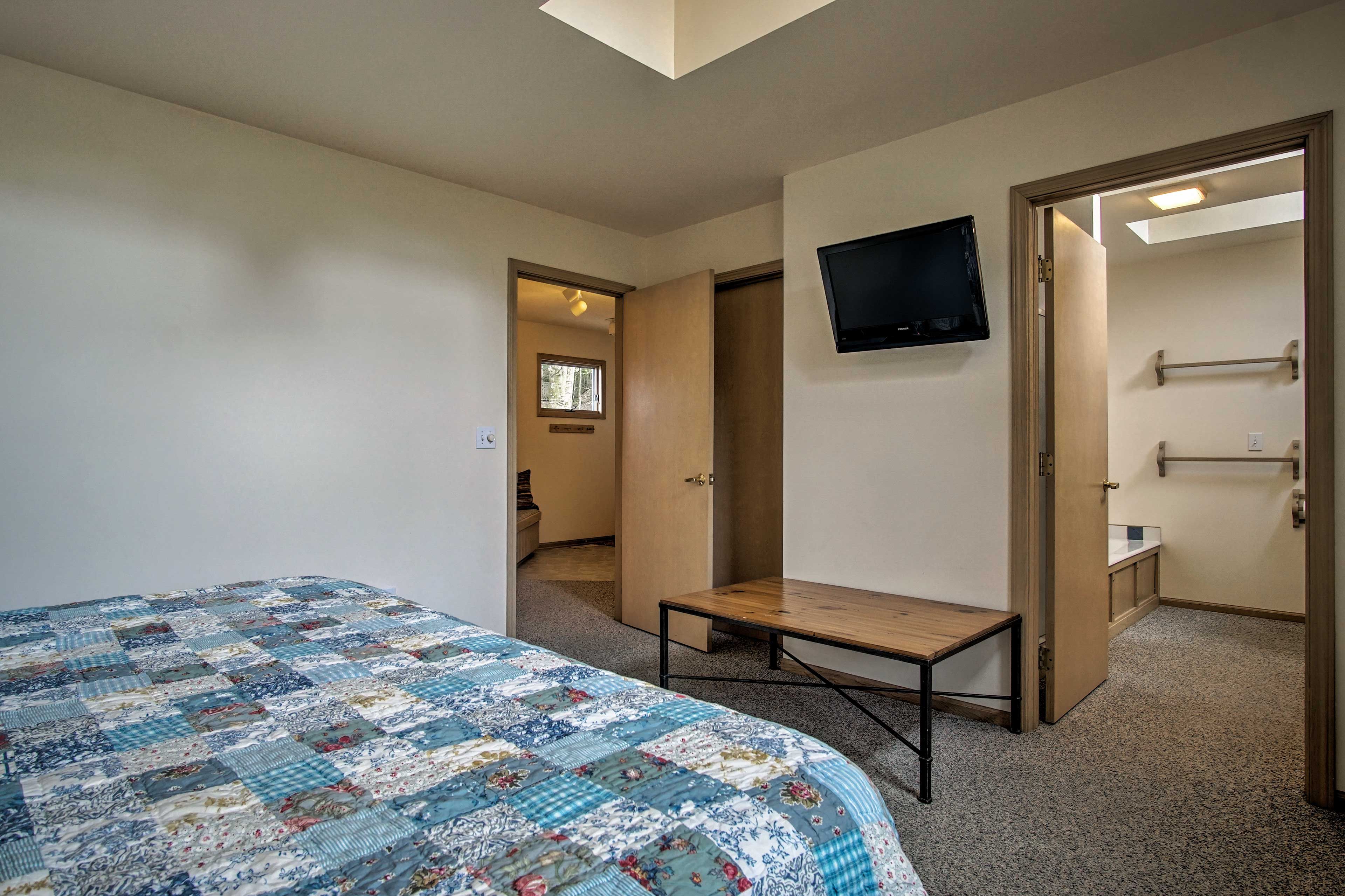 Turn on the flat-screen TV and unwind before bed.